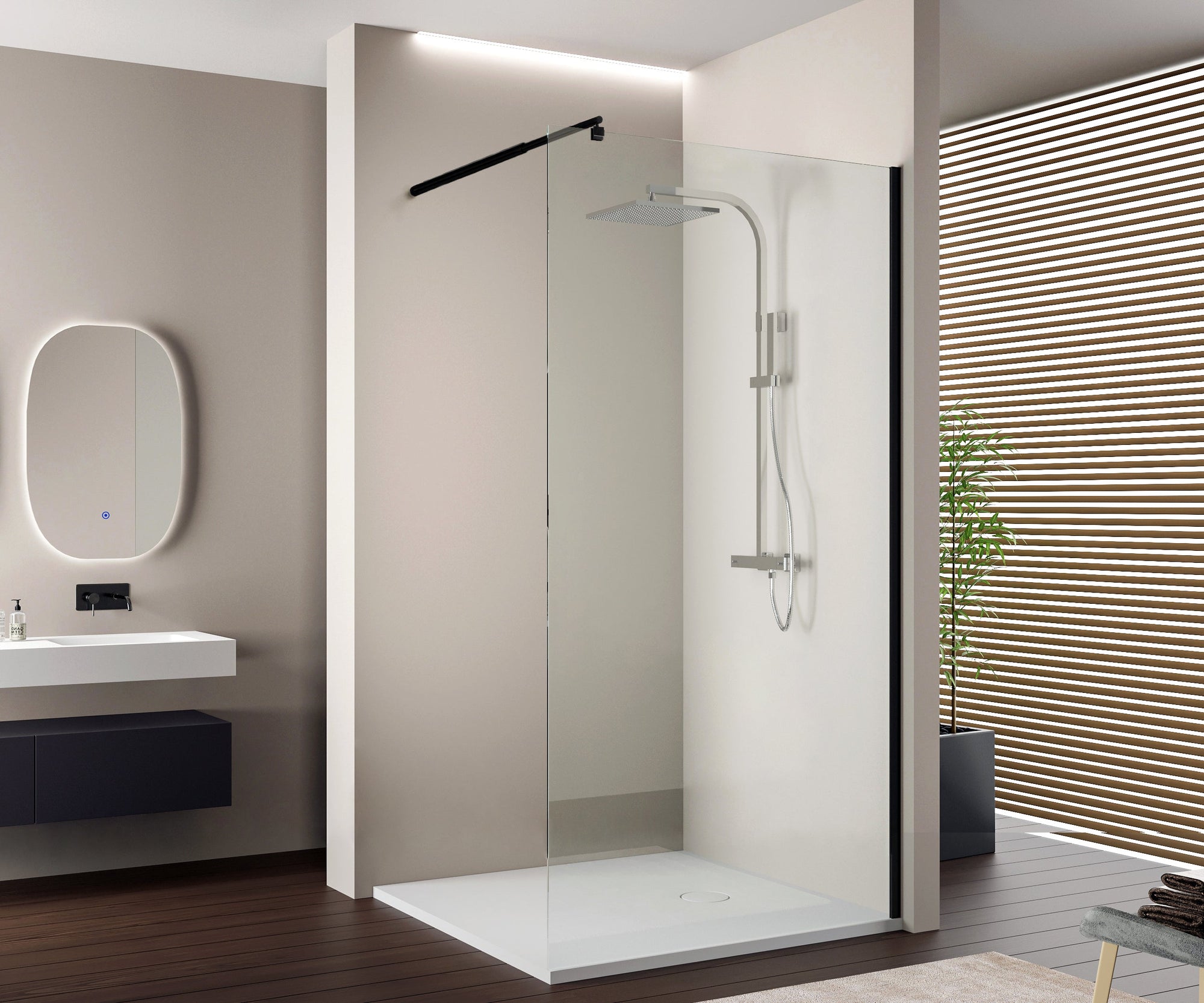 Paroi de douche à l'italienne 10 mm Super White Glass EX103