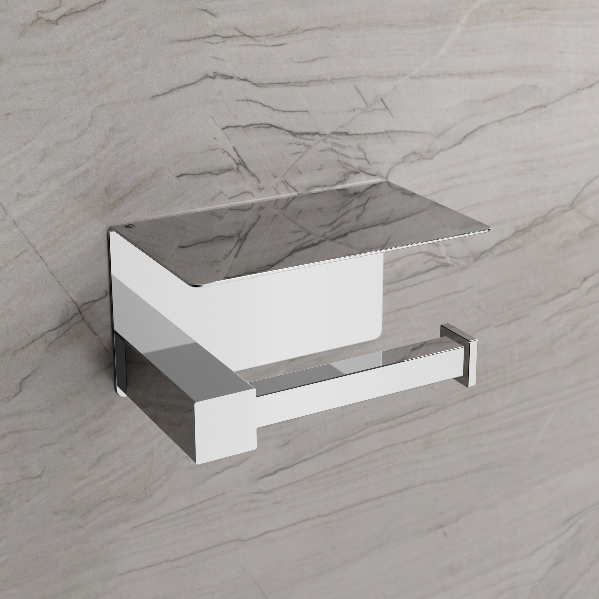 Porte-papier toilette OLA - avec tablette - Inox - env. 15,5 x 9,5 cm - Carré - couleur au choix