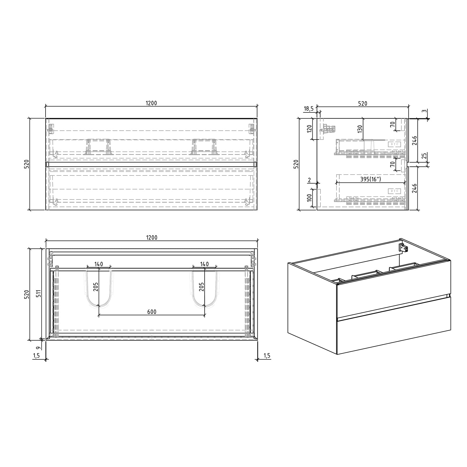 Ensemble de meubles de salle de bain EDGE 1200