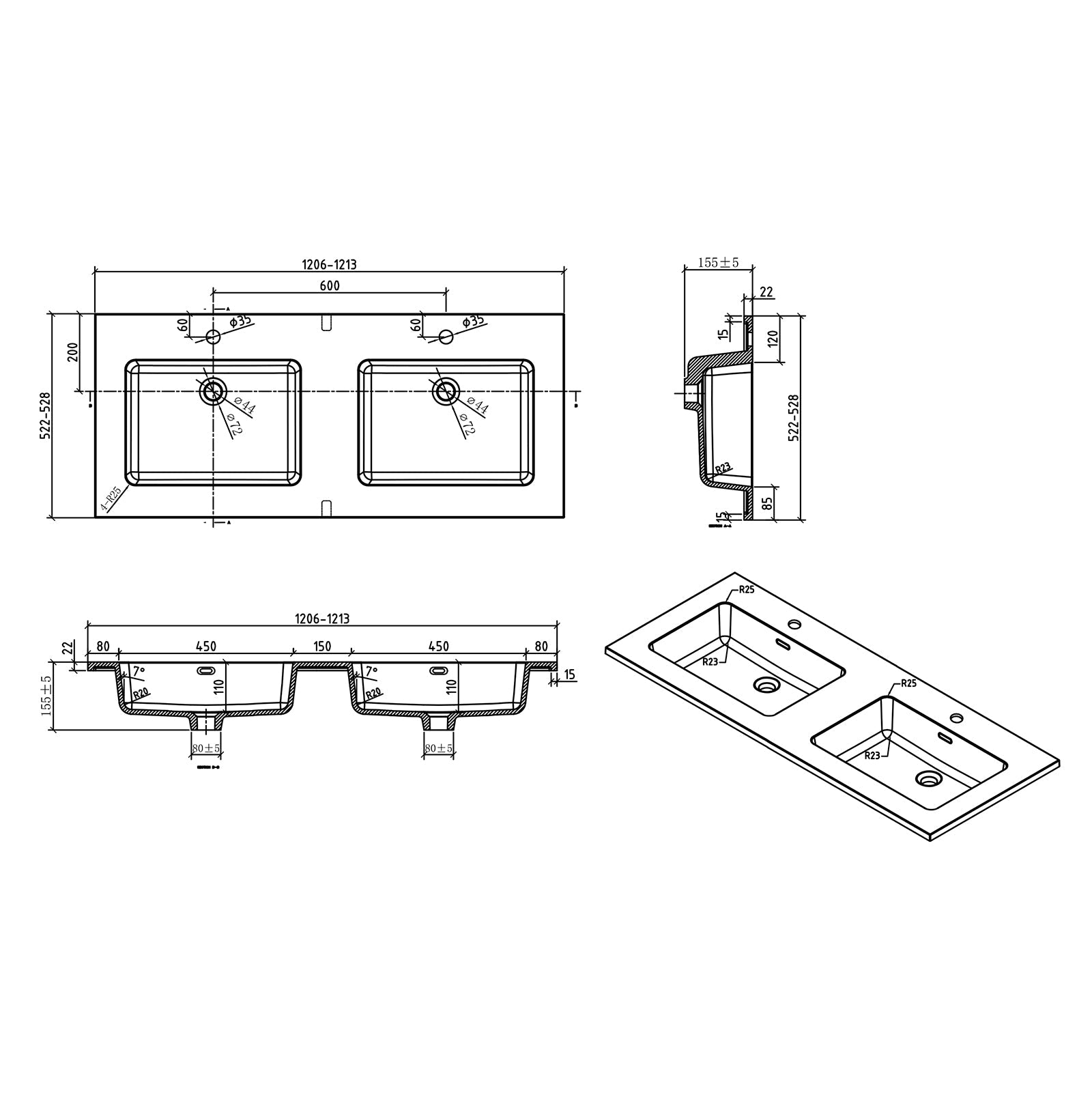 Ensemble de meubles de salle de bain EDGE 1200