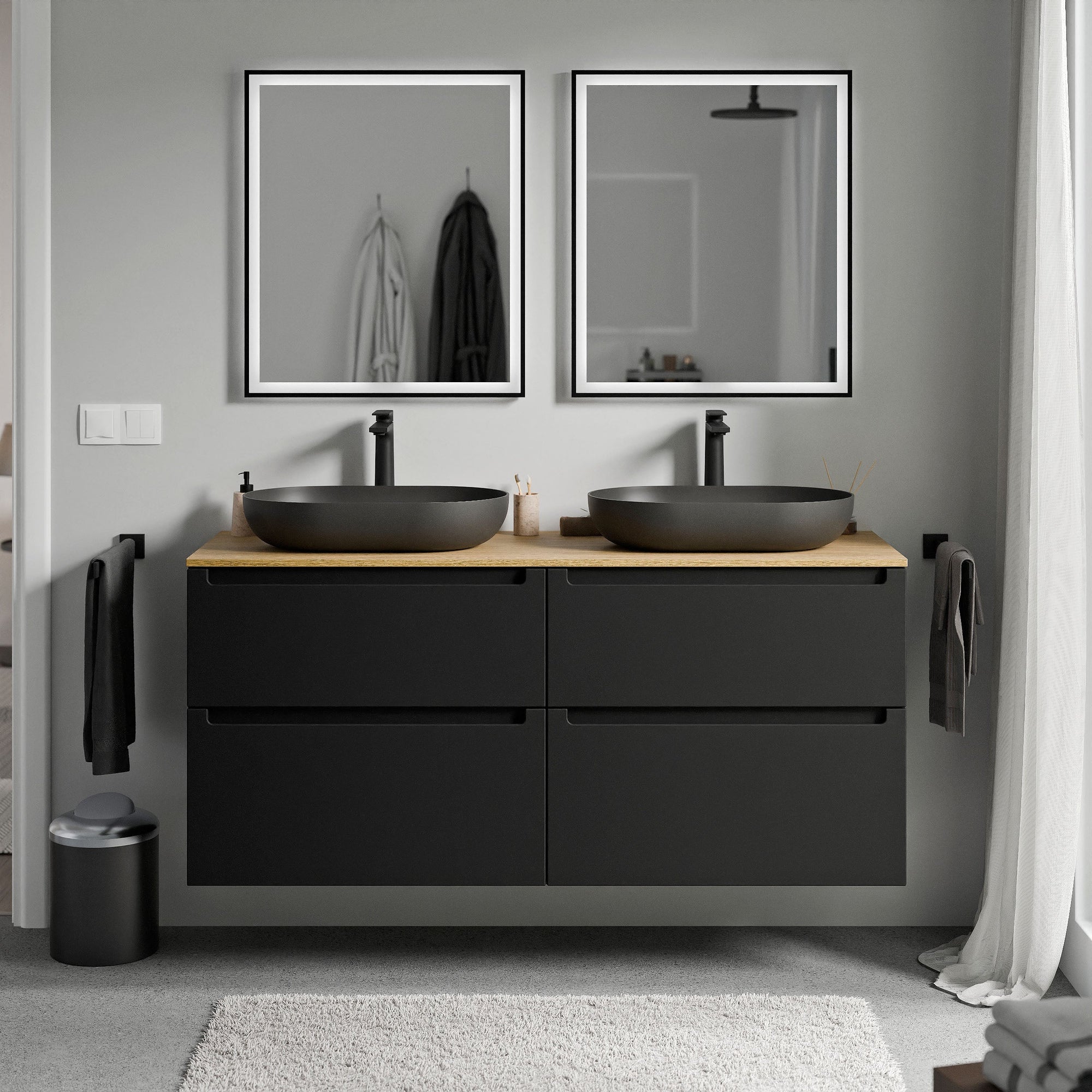 Meuble salle de bain VIREO 140 cm pour vasque à poser - couleurs au choix