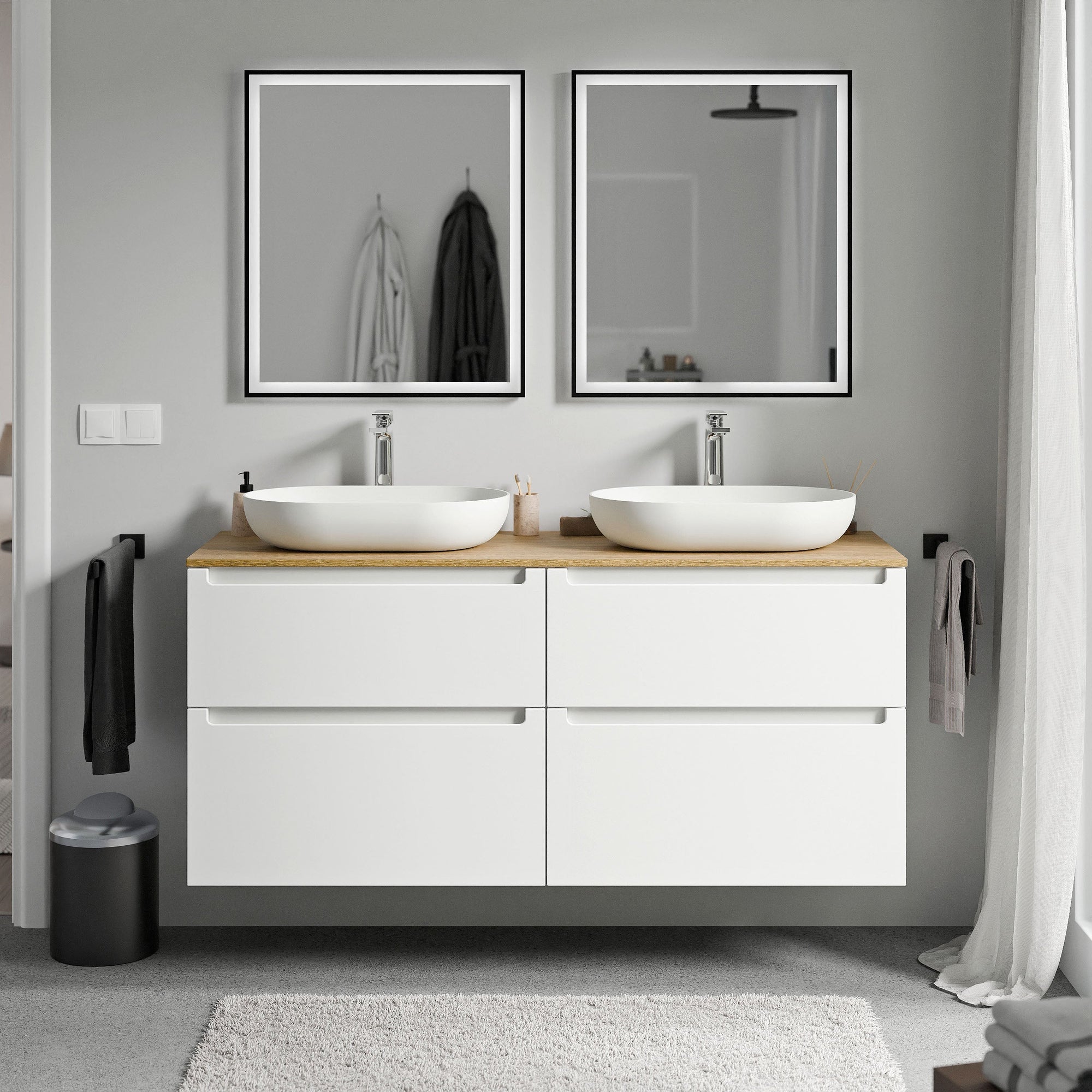 Meuble salle de bain VIREO 140 cm pour vasque à poser - couleurs au choix