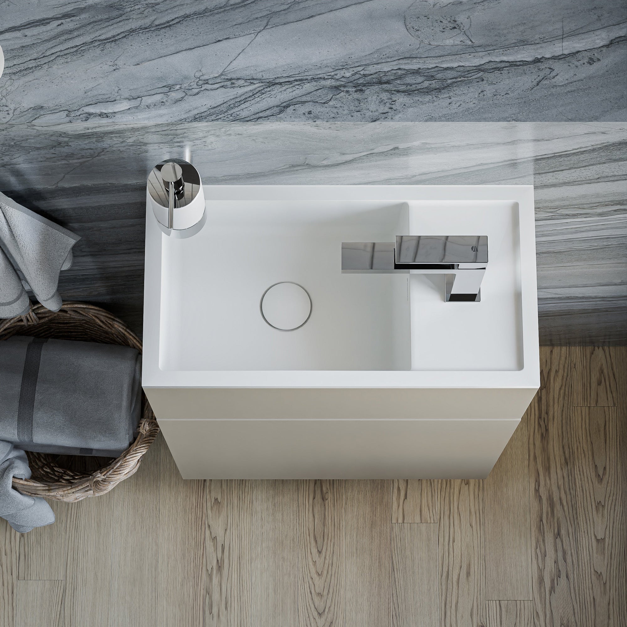 Ensemble de meubles de salle de bains KONDA 50 cm avec lavabo en résine minérale