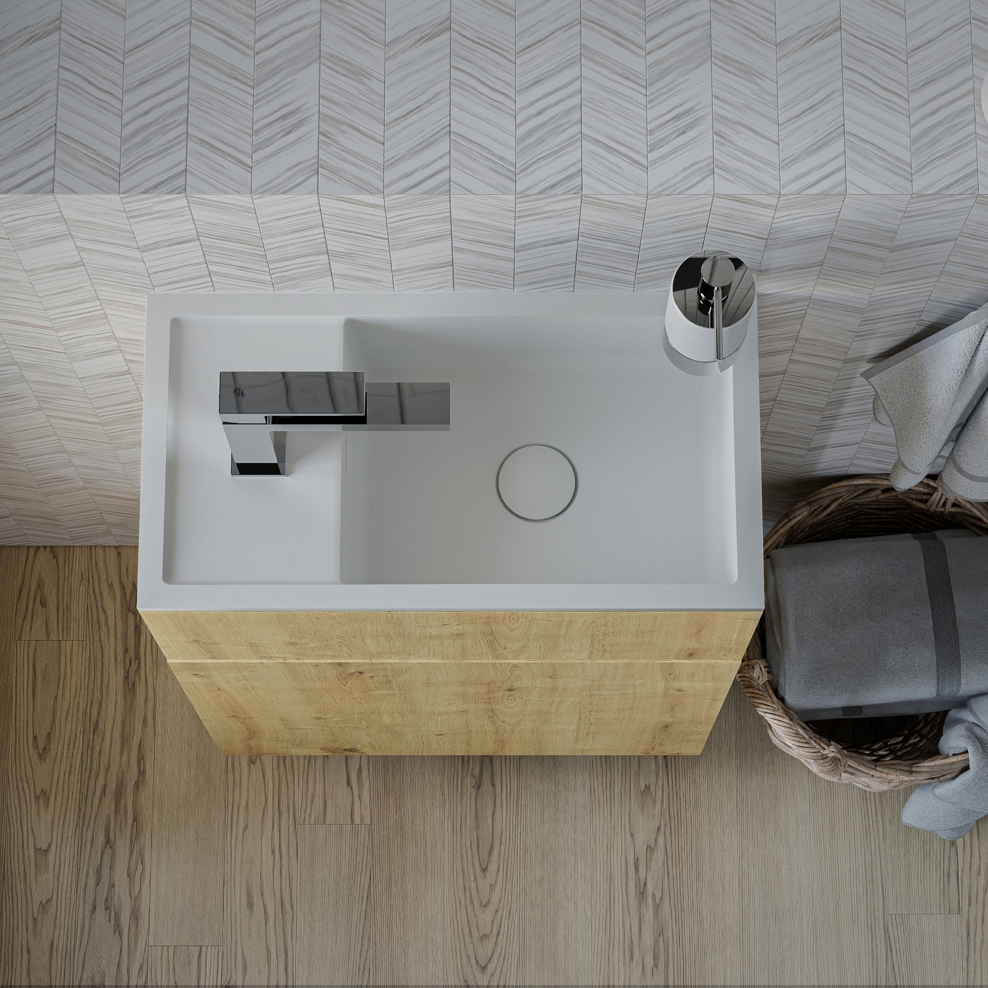 Ensemble de meubles de salle de bain KONDA 50 cm avec lavabo en marbre minéral