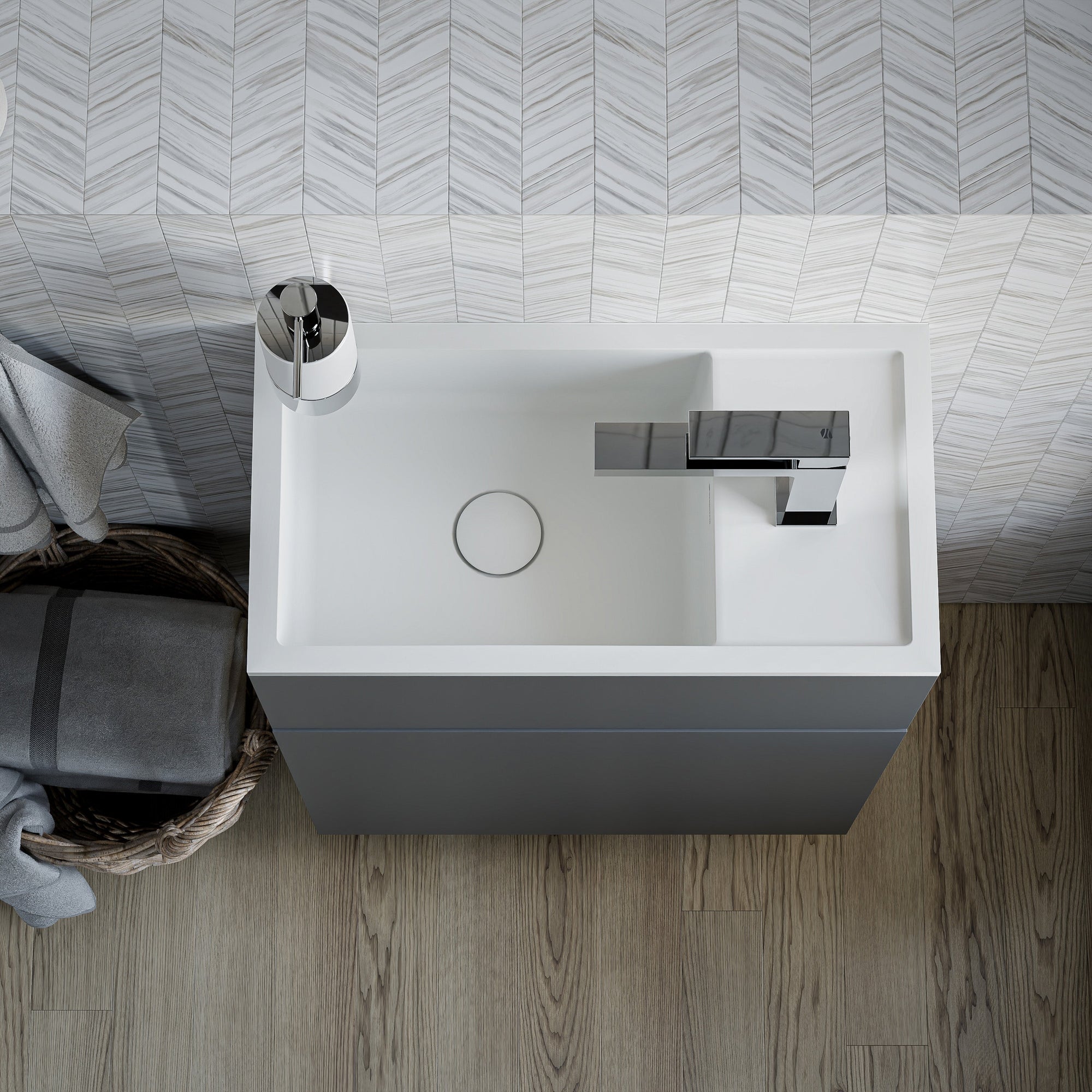 Ensemble de meubles de salle de bains KONDA 50 cm avec lavabo en résine minérale