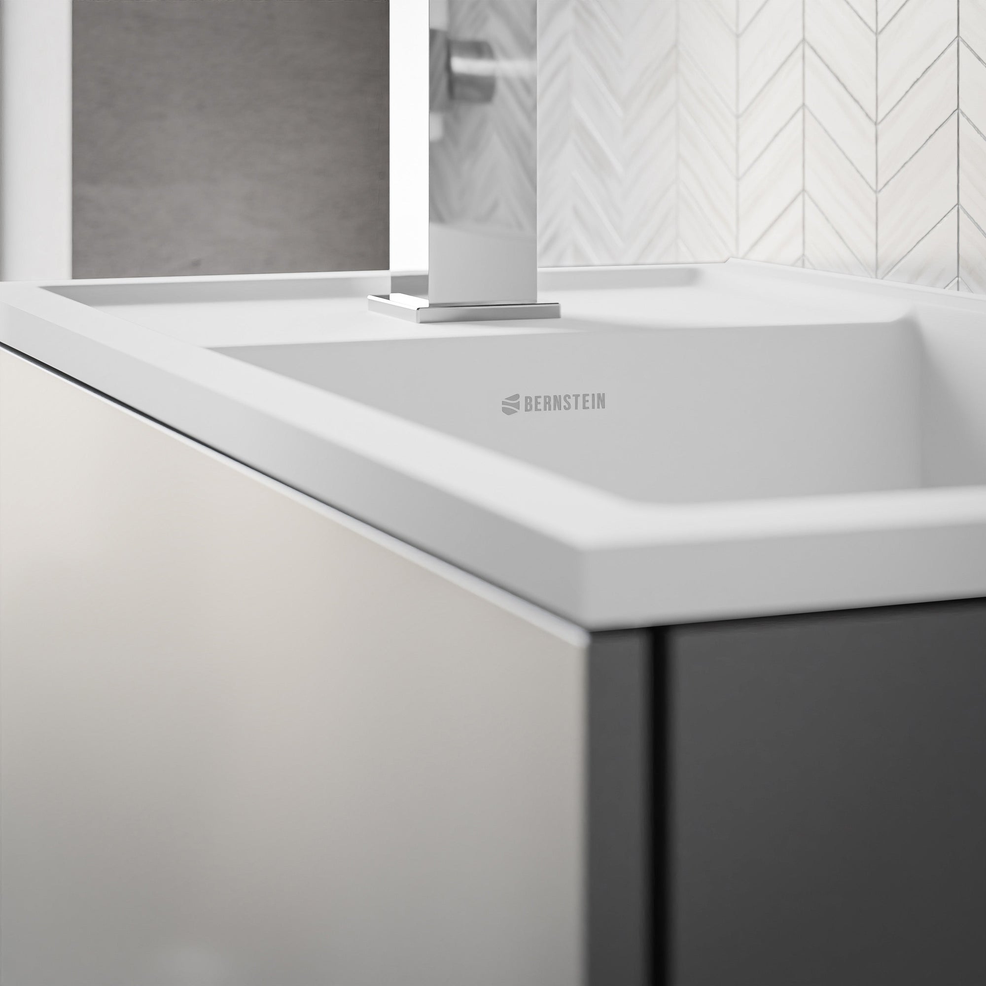 Ensemble de meubles de salle de bain KONDA 50 cm avec lavabo en marbre minéral
