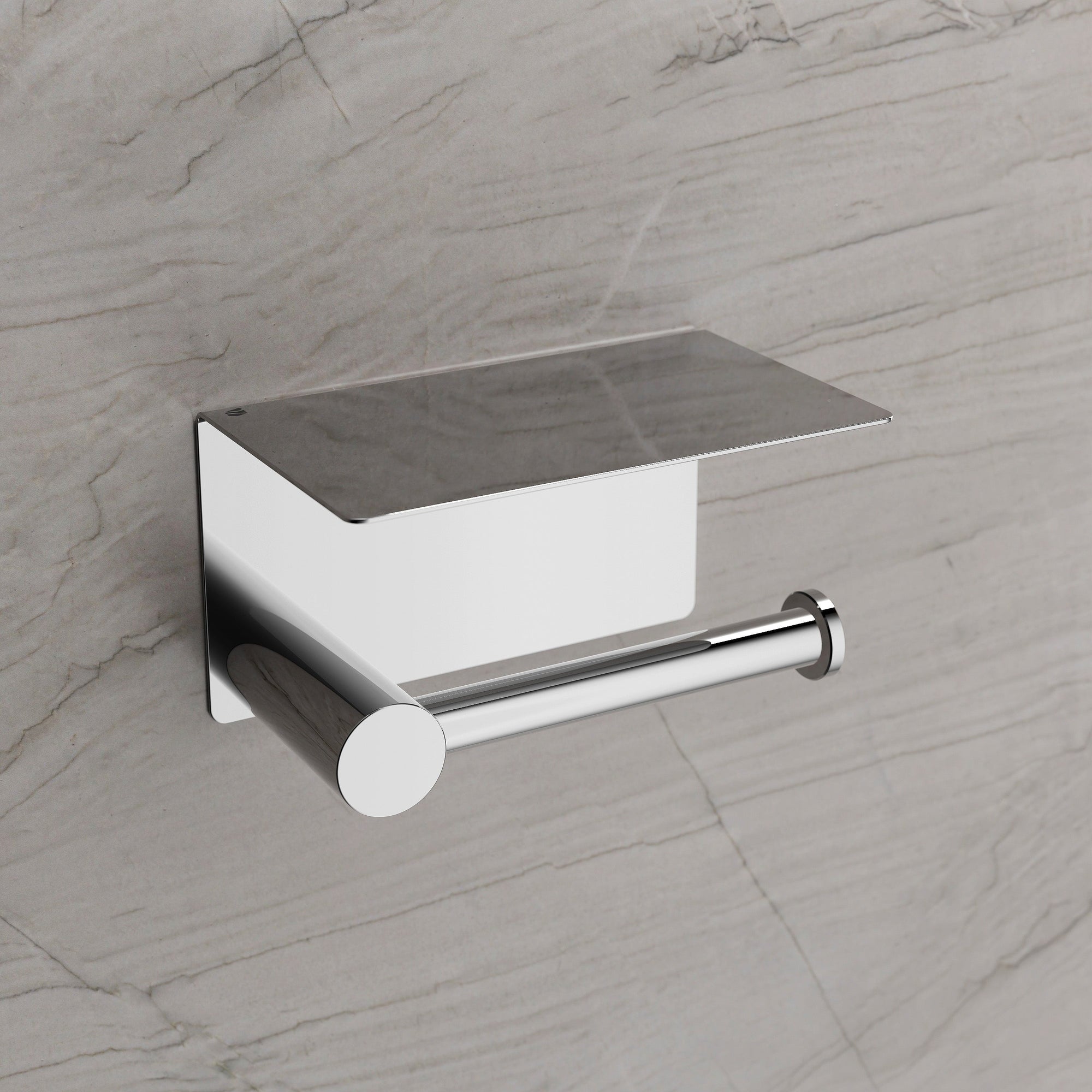 Porte-papier toilette OLA - avec tablette - Inox - env. 15,5 x 9,5 cm - Rond - couleur au choix