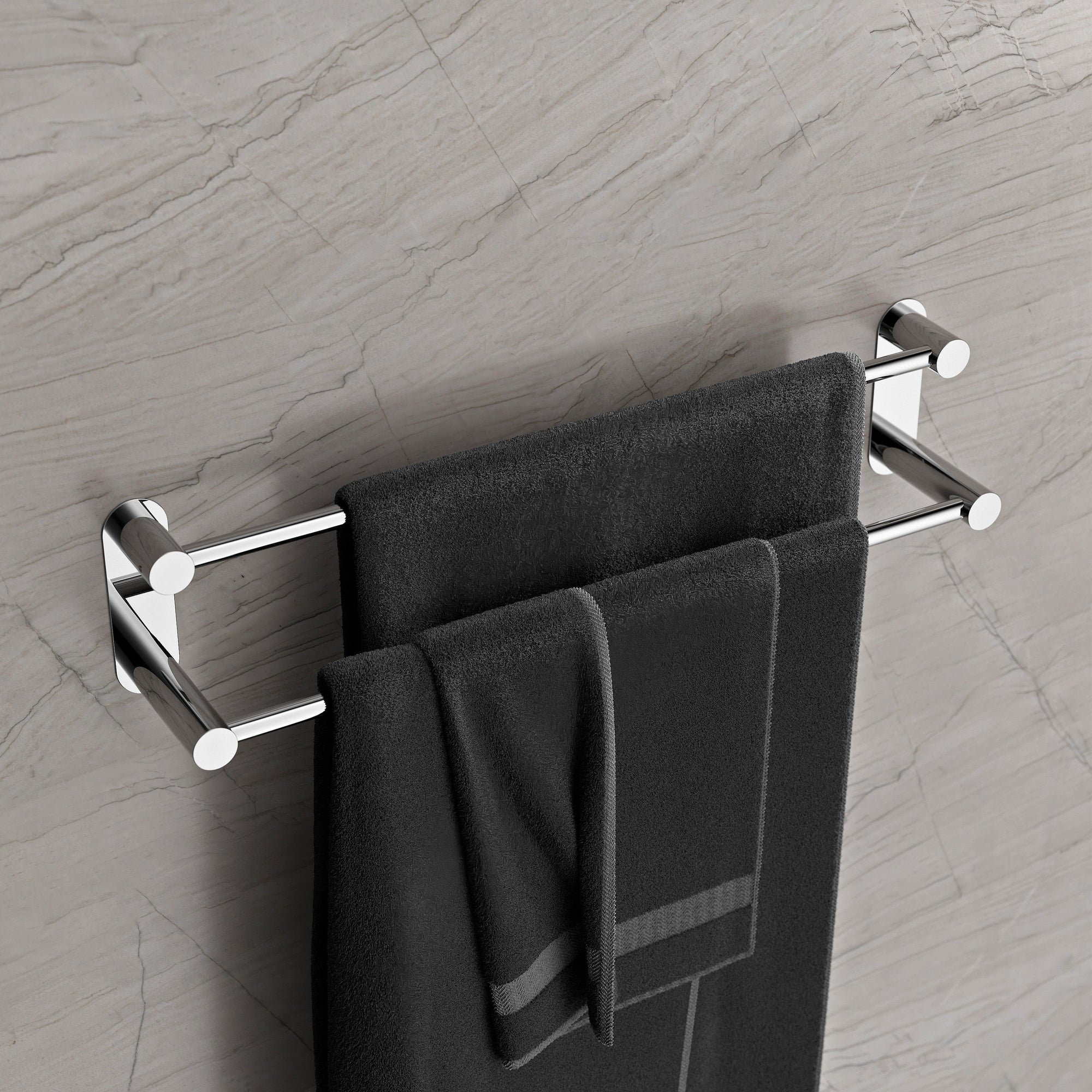 Porte-serviettes OLA - Inox - env. 64 x 11 cm - Double barre - Rond - couleur au choix