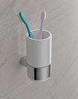 Porte-brosses à dents OLA - Céramique / Acier inoxydable - env. 6,5 x 9 x 13 cm - couleur au choix