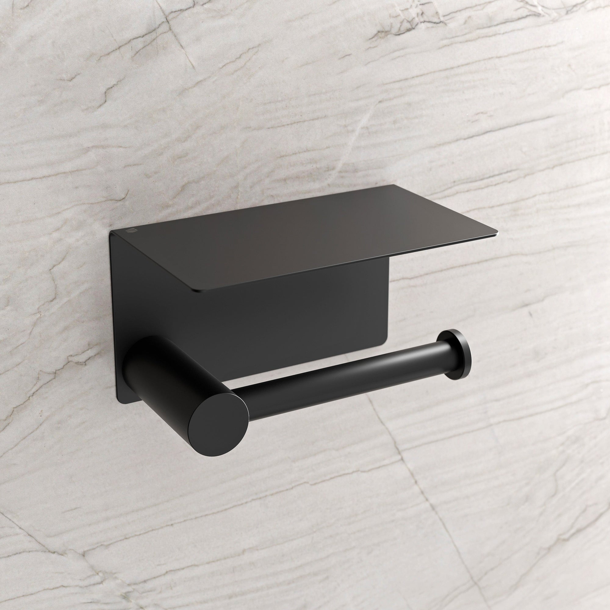 Porte-papier toilette OLA - avec tablette - Inox - env. 15,5 x 9,5 cm - Rond - couleur au choix