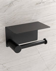 Porte-papier toilette OLA - avec tablette - Inox - env. 15,5 x 9,5 cm - Rond - couleur au choix