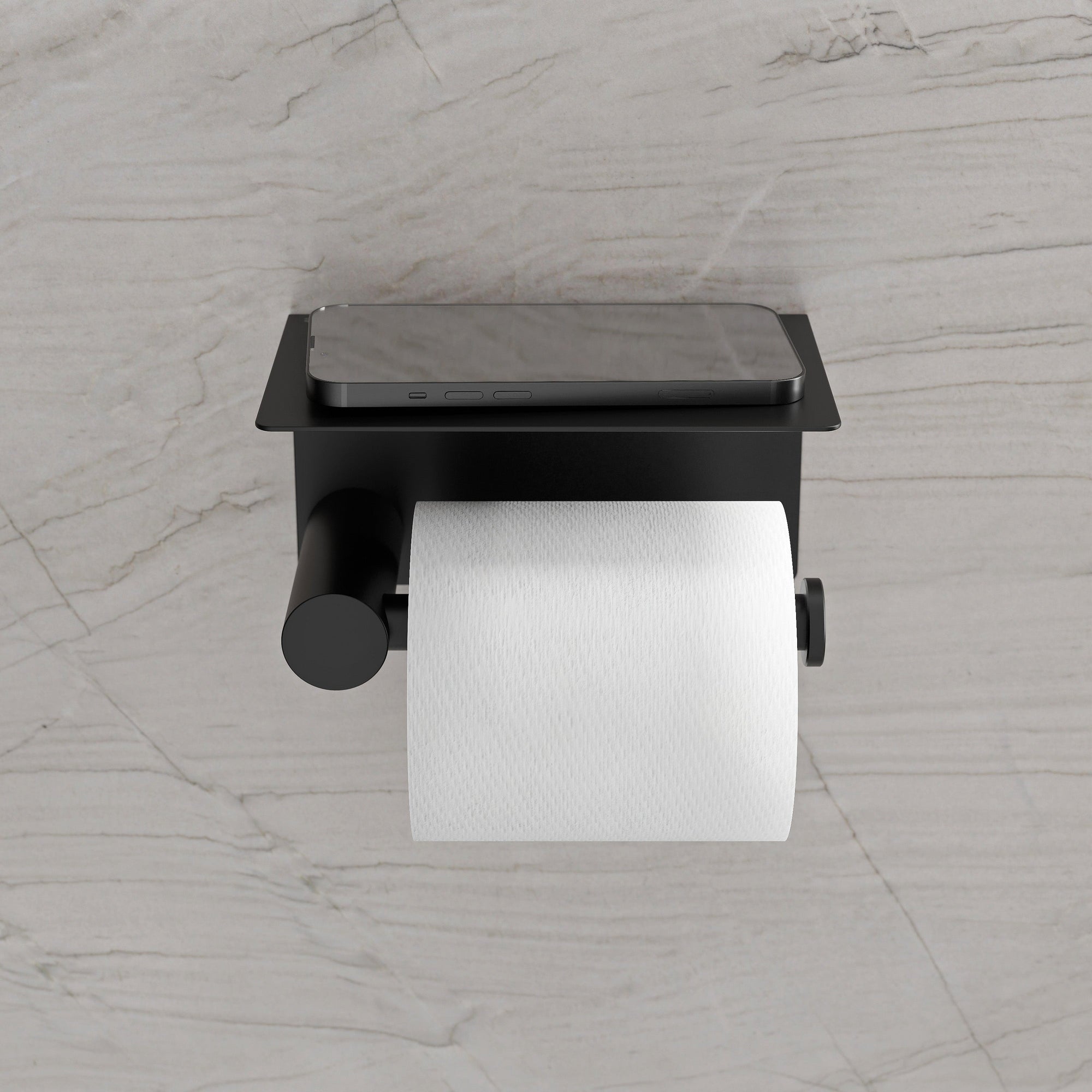 Porte-papier toilette OLA - avec tablette - Inox - env. 15,5 x 9,5 cm - Rond - couleur au choix