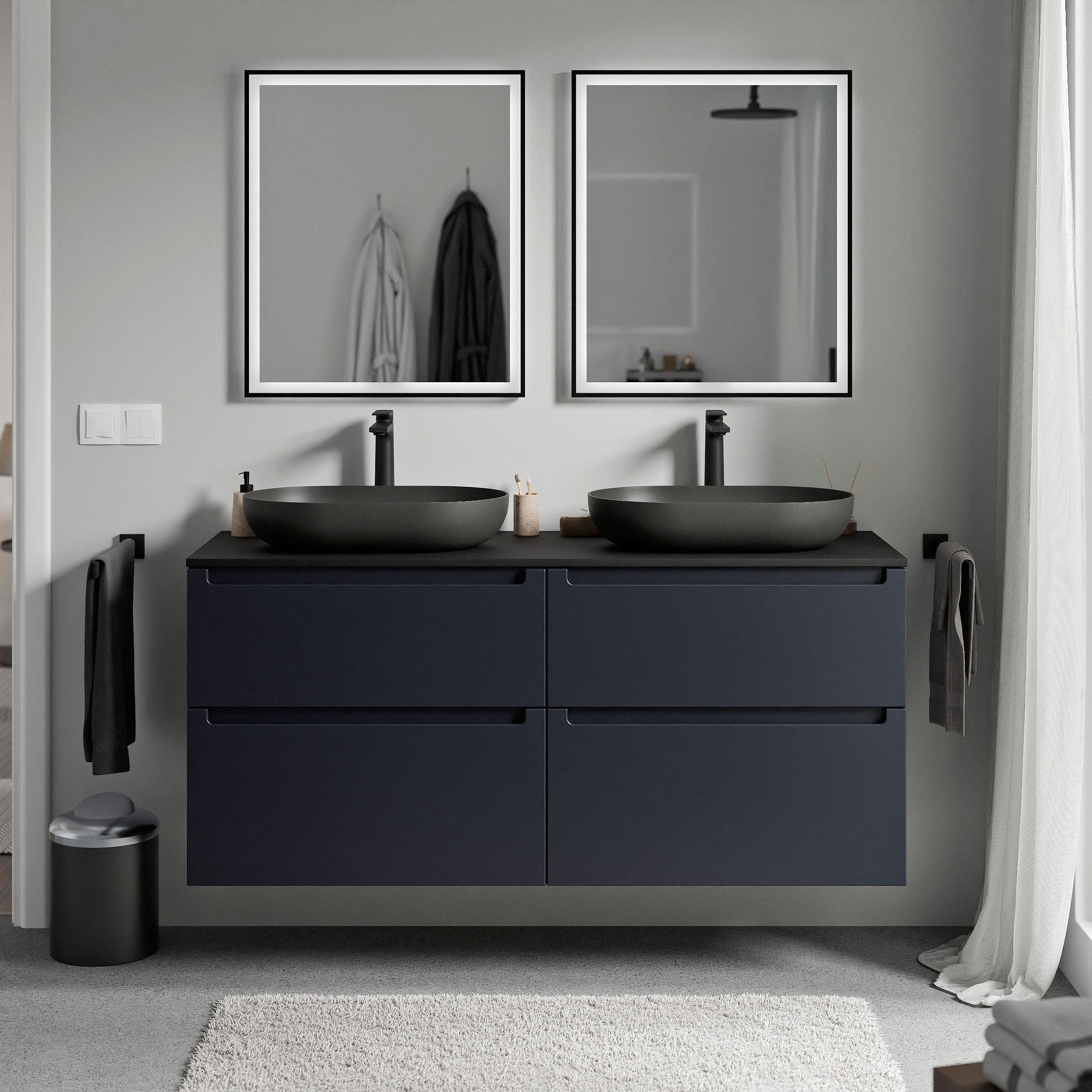 Meuble salle de bain VIREO 140 cm pour vasque à poser - couleurs au choix