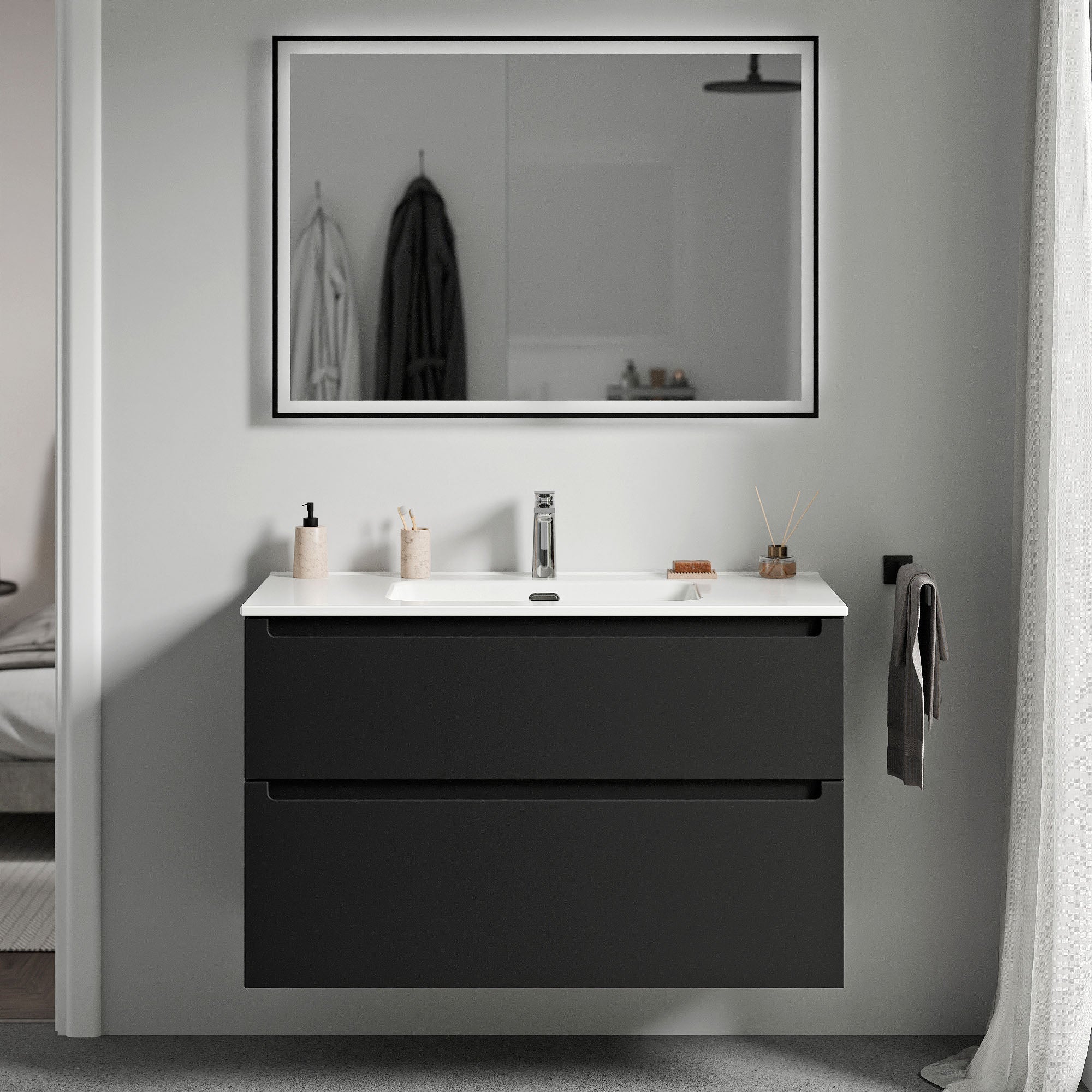 Ensemble de meubles de salle de bain VIREO 100 cm avec lavabo