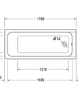 Baignoire rectangulaire Duravit DuraLavant, pour installation