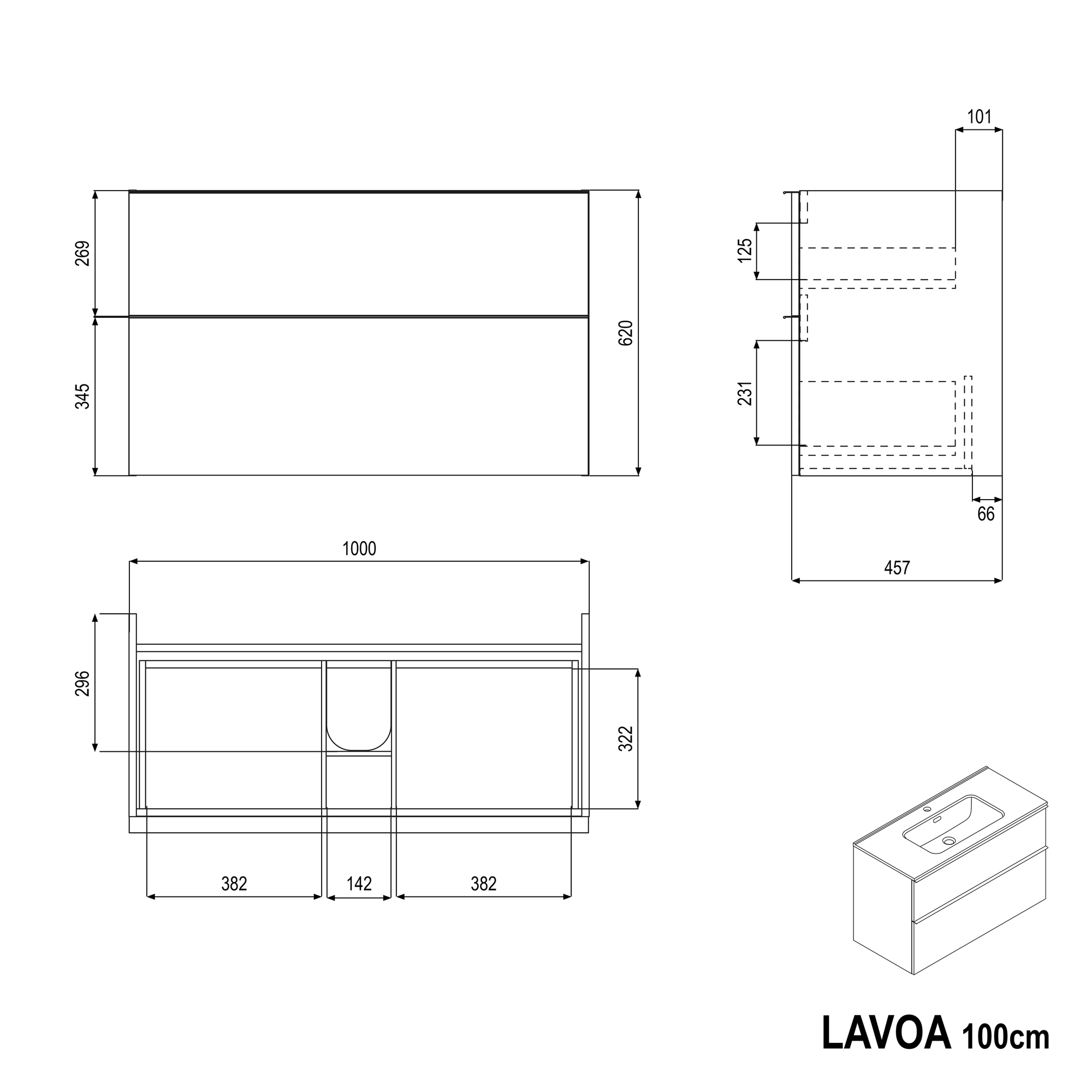 Meuble salle de bain LAVOA 100 cm