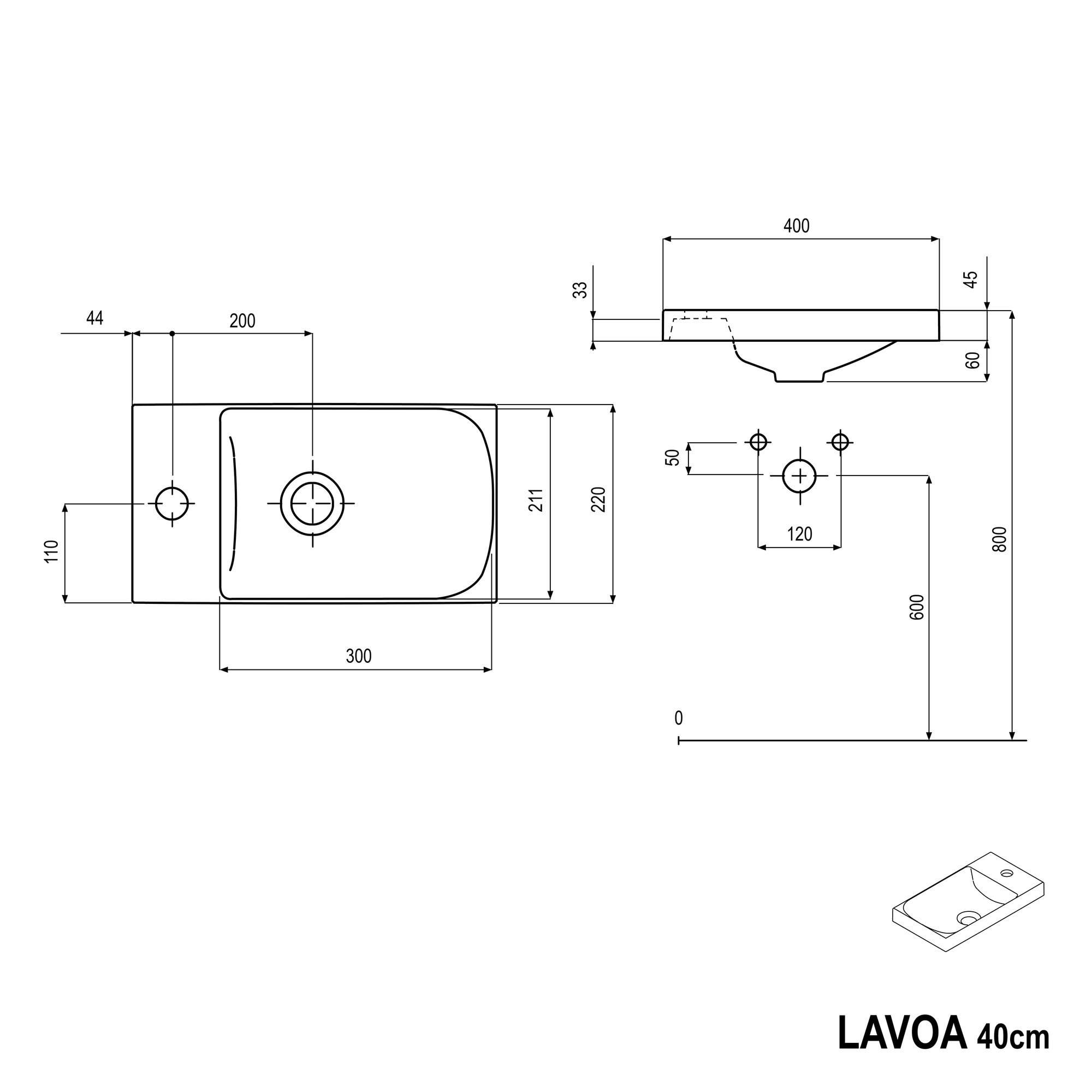 Meuble sous-lavabo LAVOA 40 cm