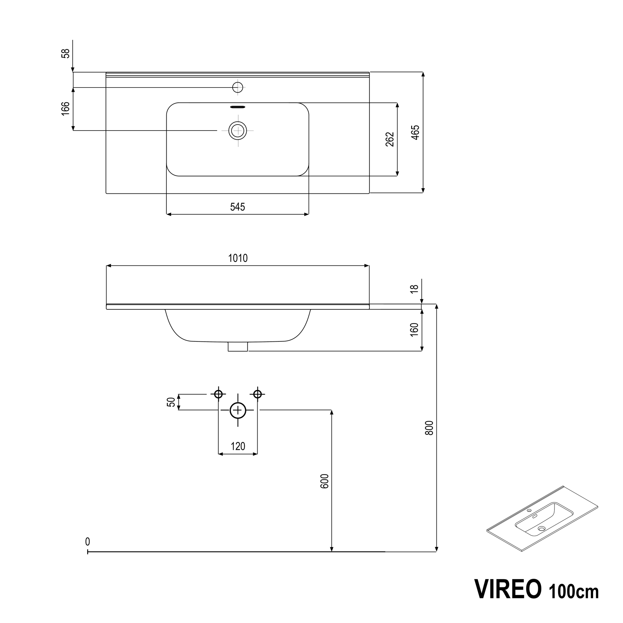Ensemble de meubles de salle de bain VIREO 100 cm avec lavabo