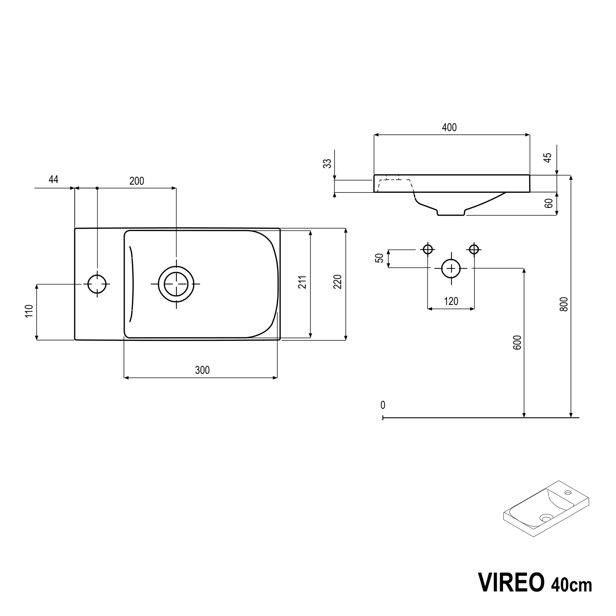 Meuble de salle de bain VIREO 40 cm avec lavabo
