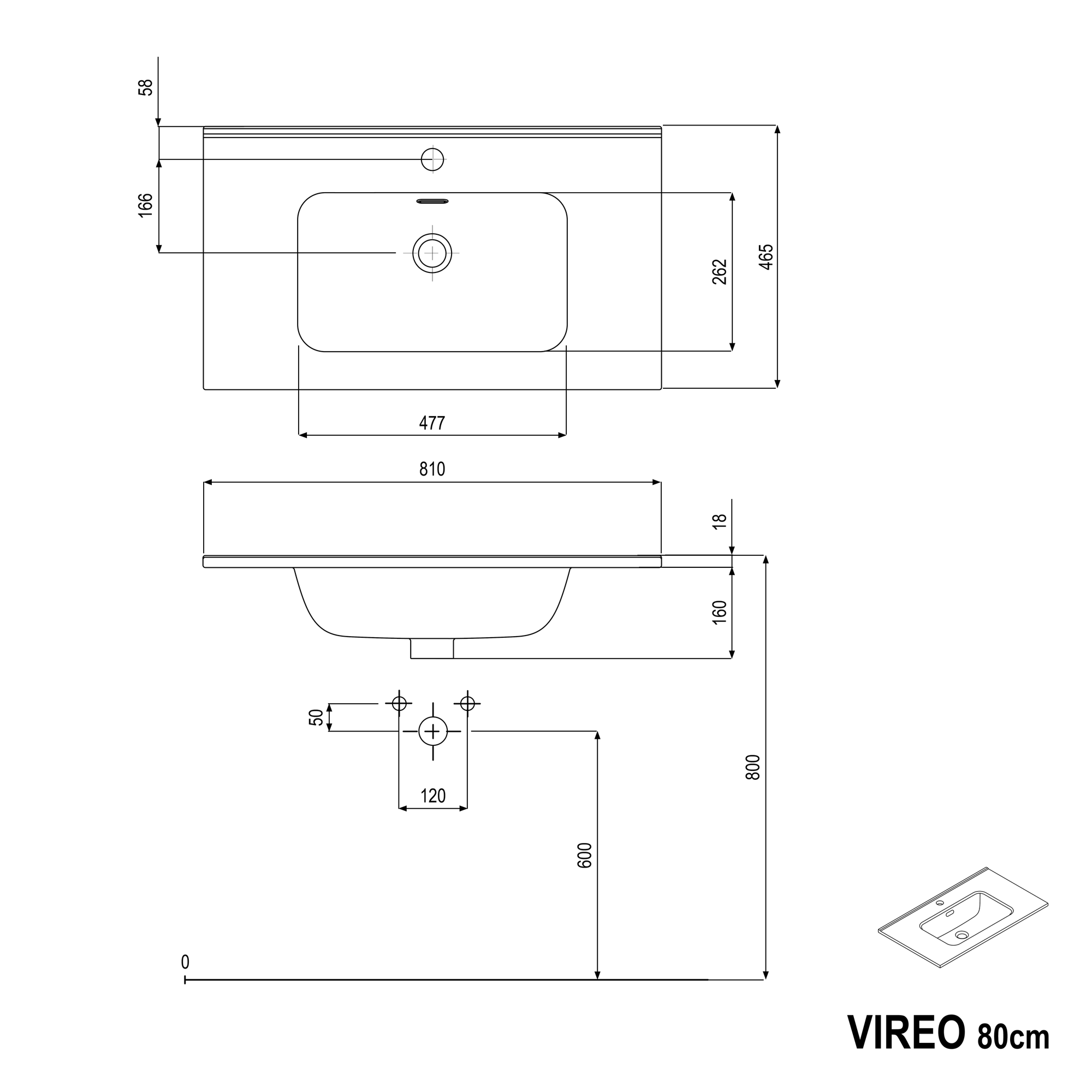 Ensemble de meubles de salle de bain VIREO 80 cm avec lavabo
