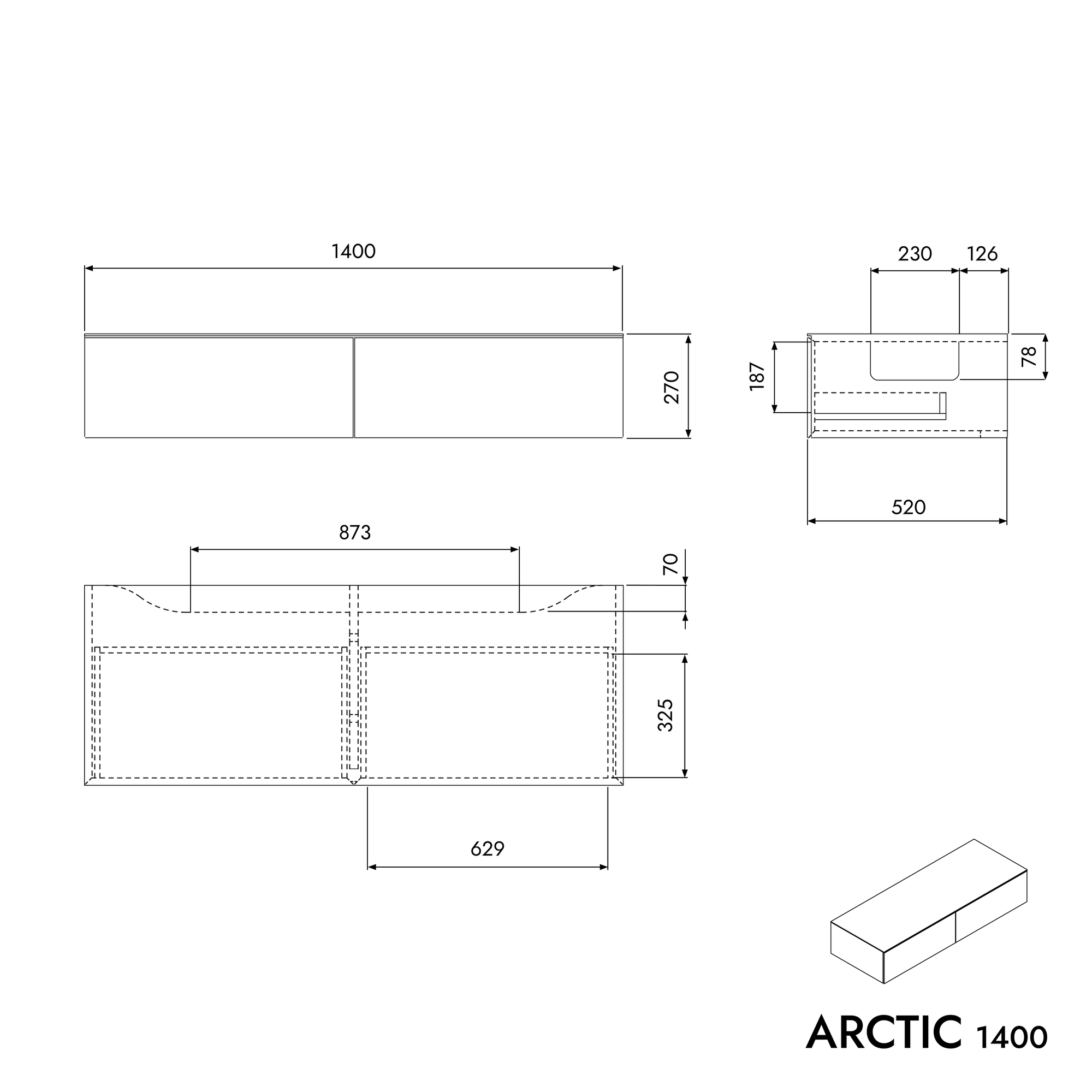 Meuble sous-vasque ARCTIC 1400
