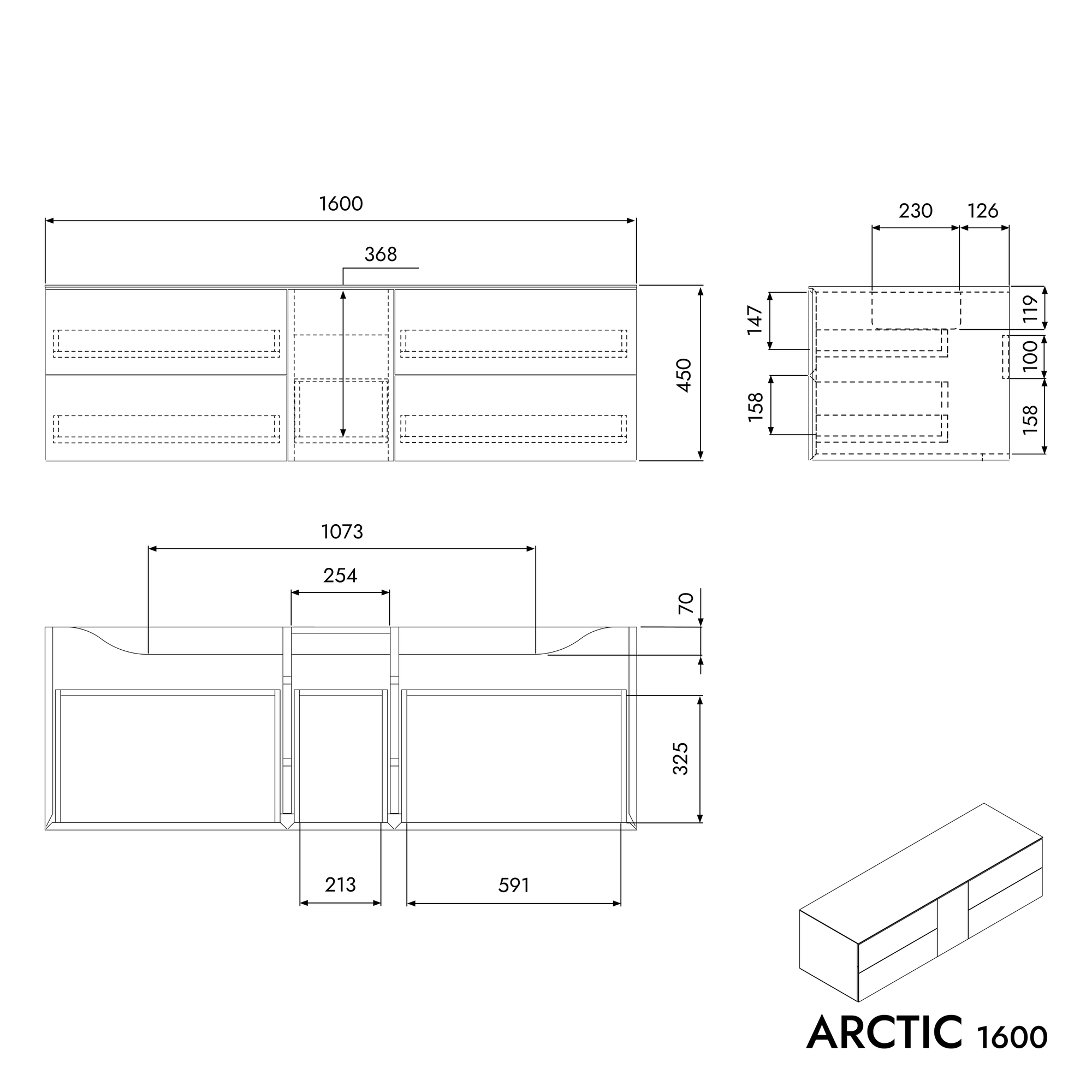 Meuble sous-vasque ARCTIC 1600