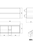 Ensemble de meubles de salle de bain AVA 100 cm avec lavabo