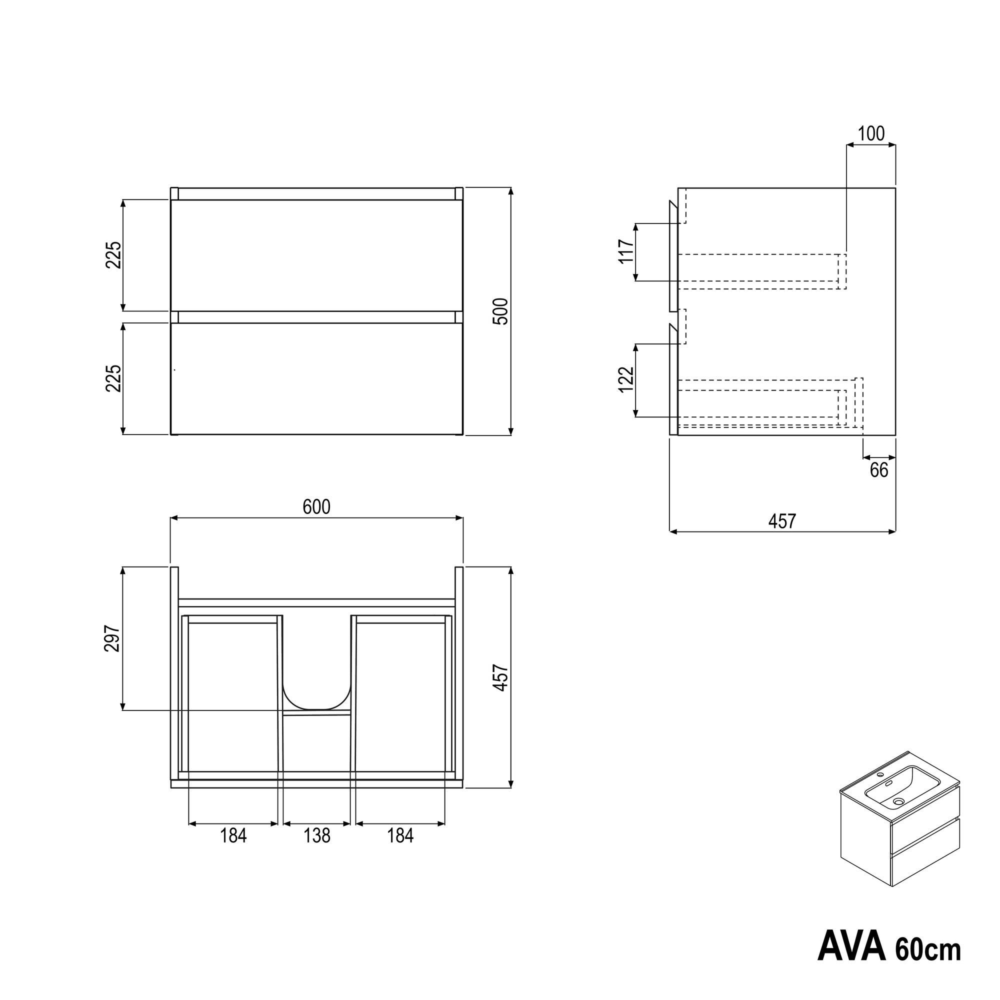 Meuble salle de bain AVA 60cm