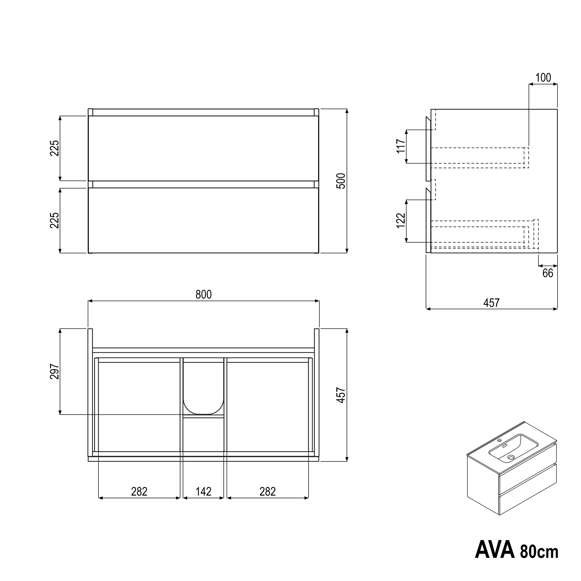 Meuble salle de bain AVA 80 cm