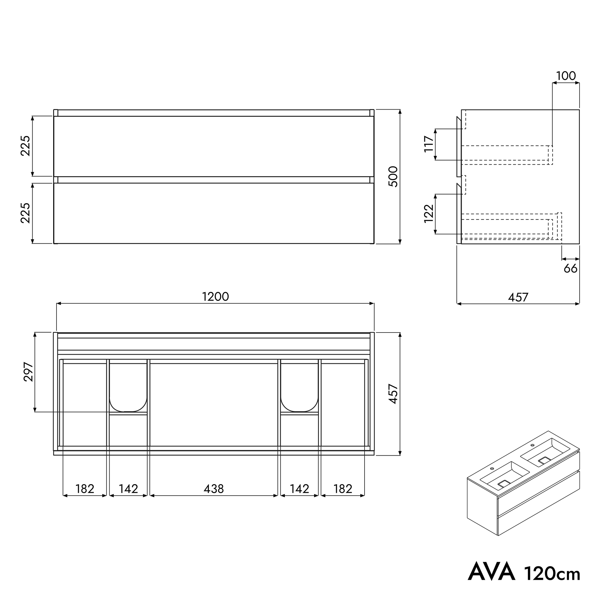Meuble salle de bain AVA 120 cm