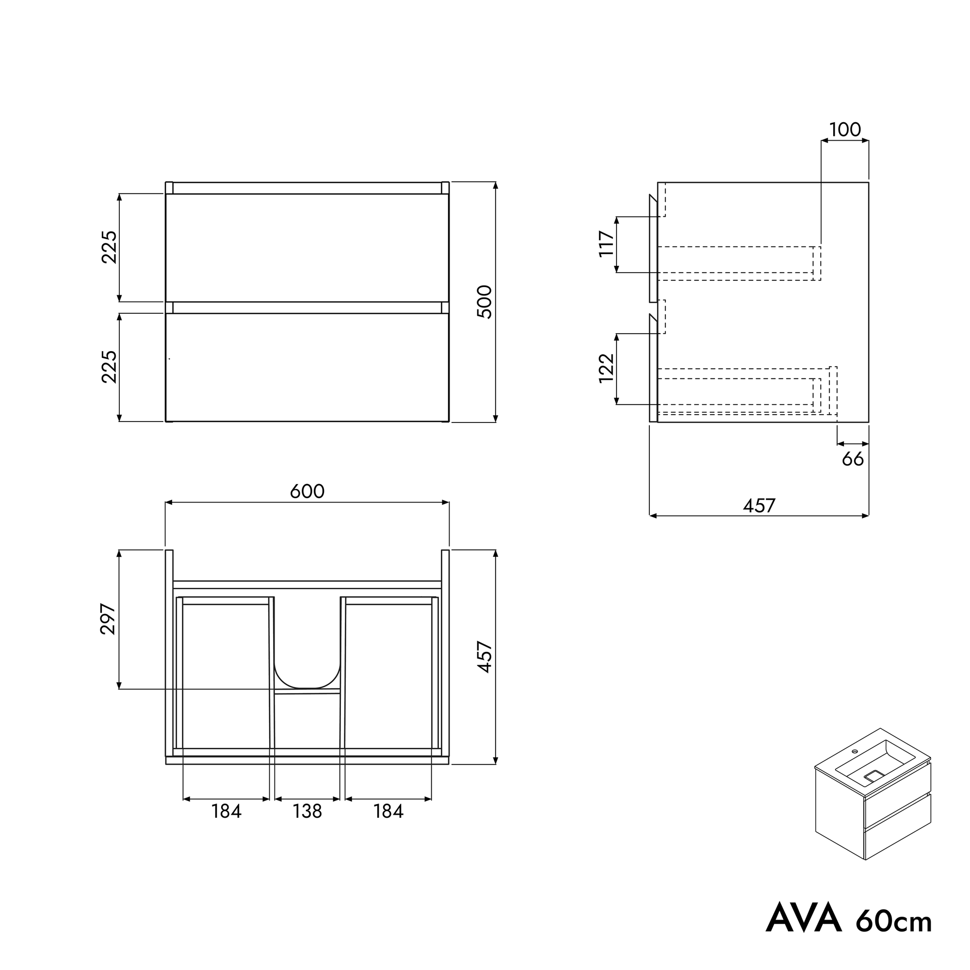 Meuble bas AVA 60 cm
