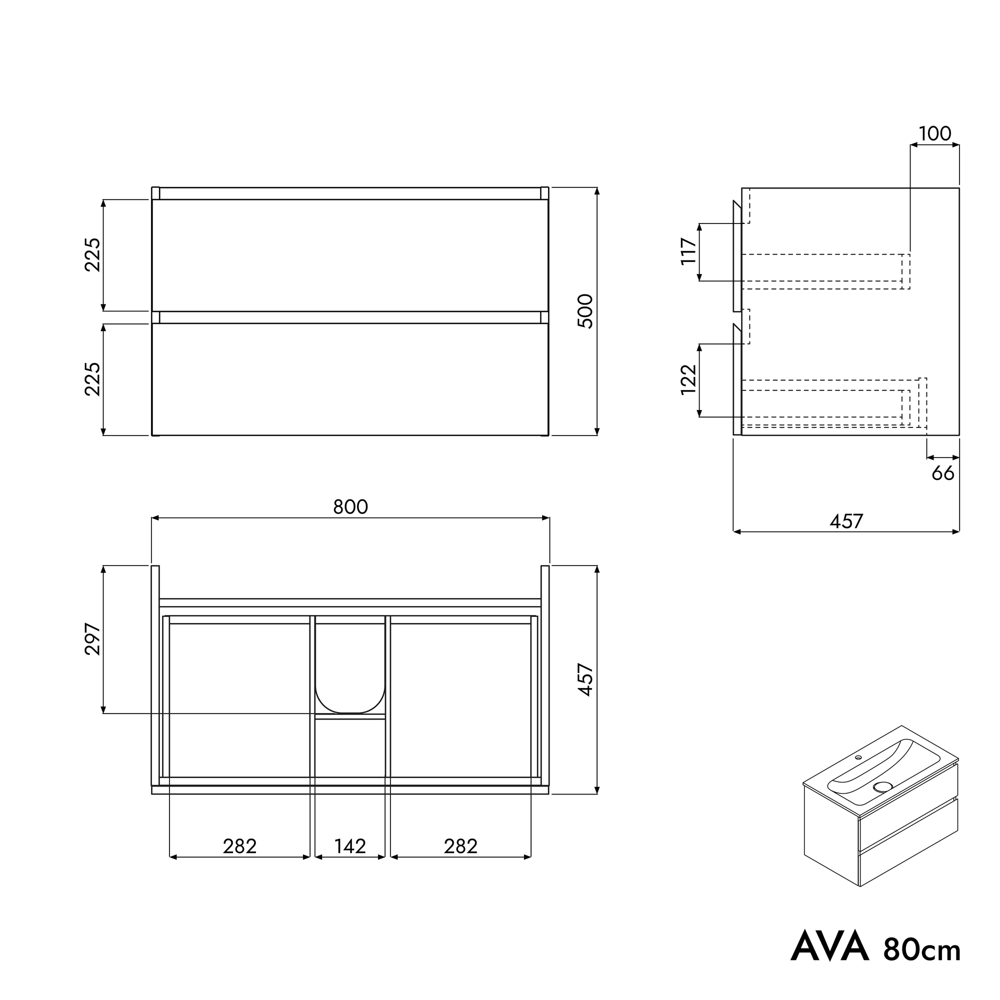 Meuble salle de bain AVA 80 cm