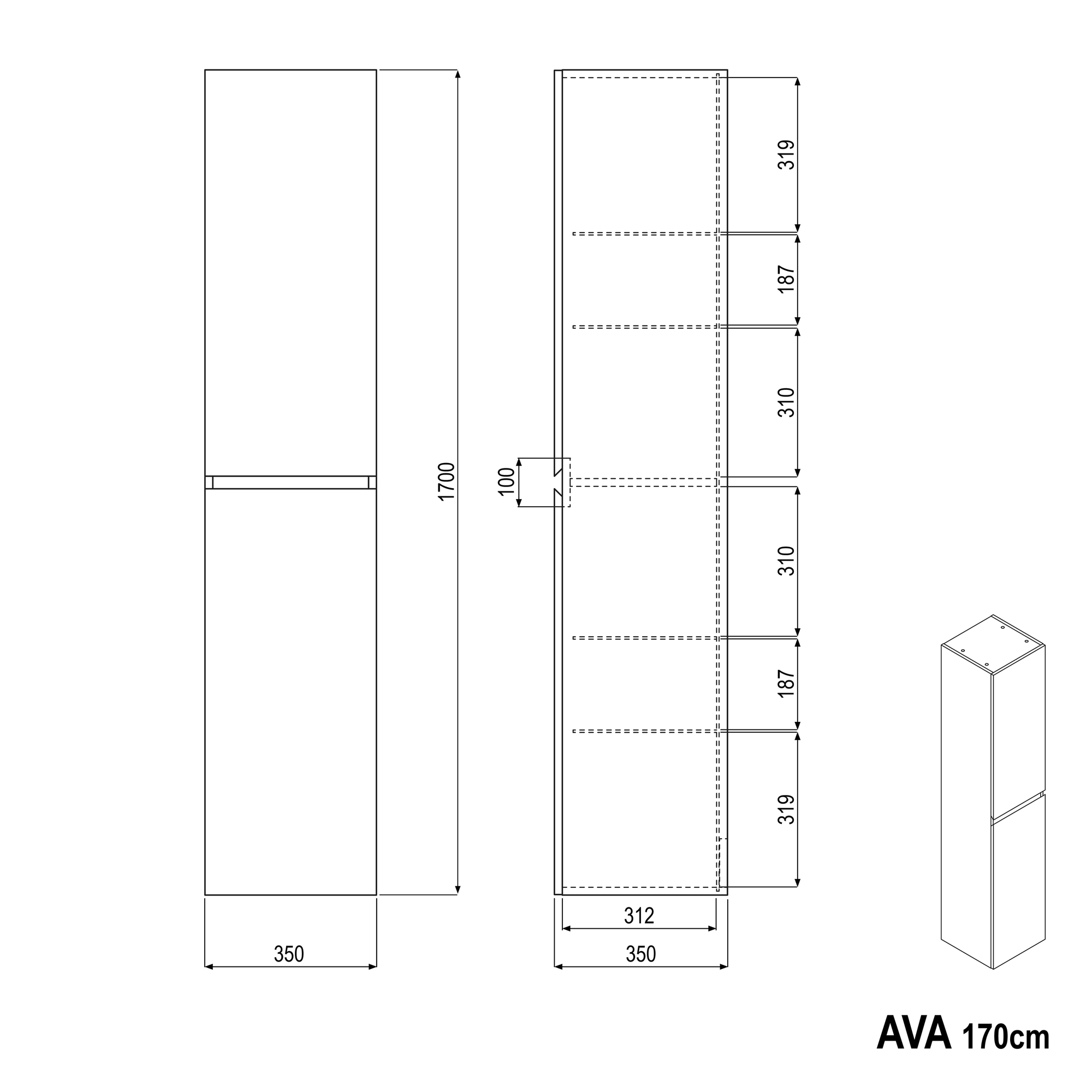 Ensemble de meubles de salle de bains AVA 80 cm avec lavabo