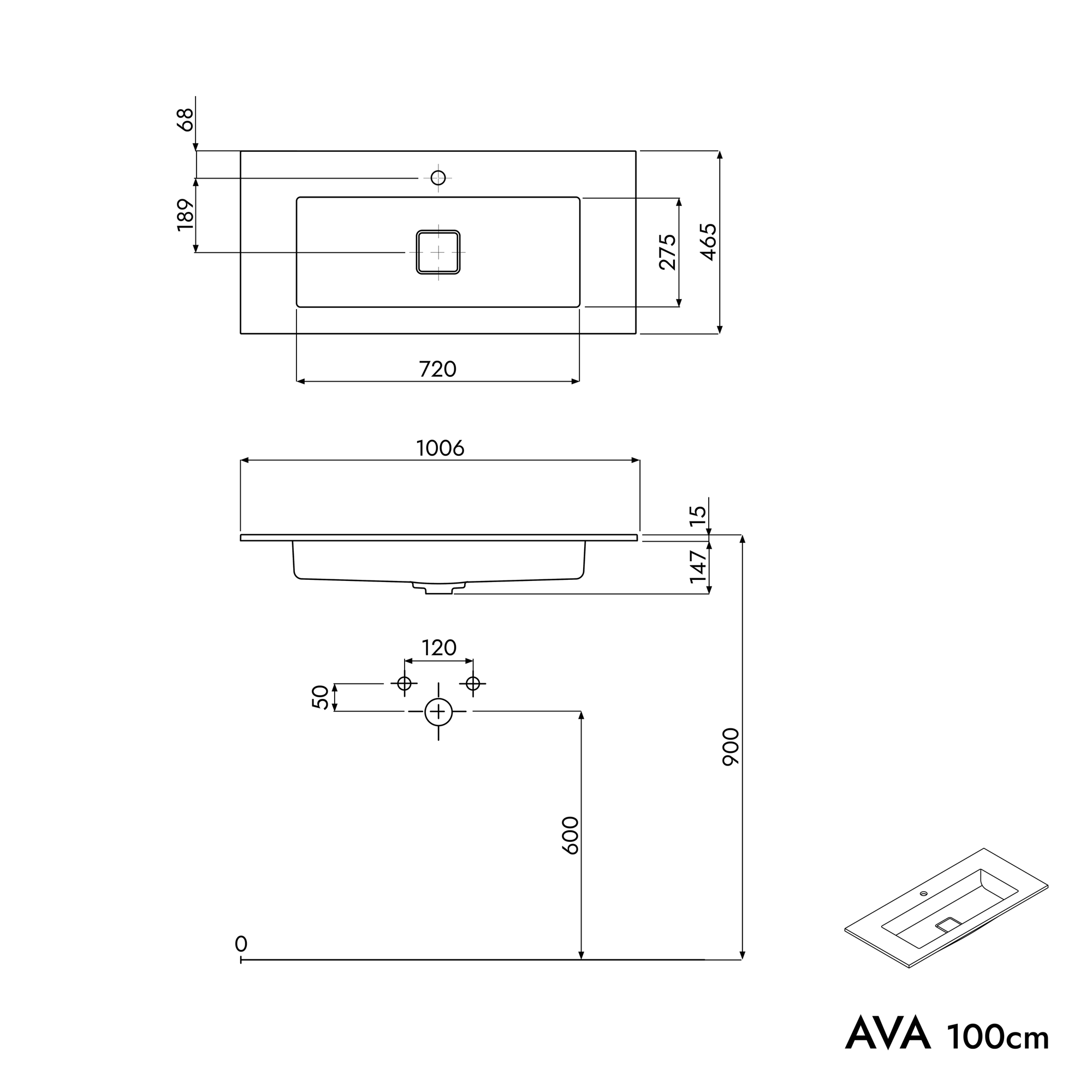 Meuble salle de bain AVA 100 cm
