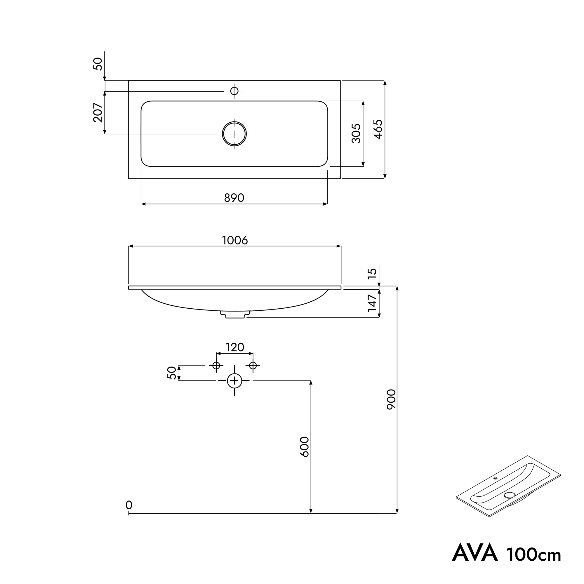 Meuble salle de bain AVA 100 cm