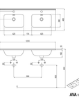 Ensemble de meubles de salle de bain AVA 120 cm avec lavabo