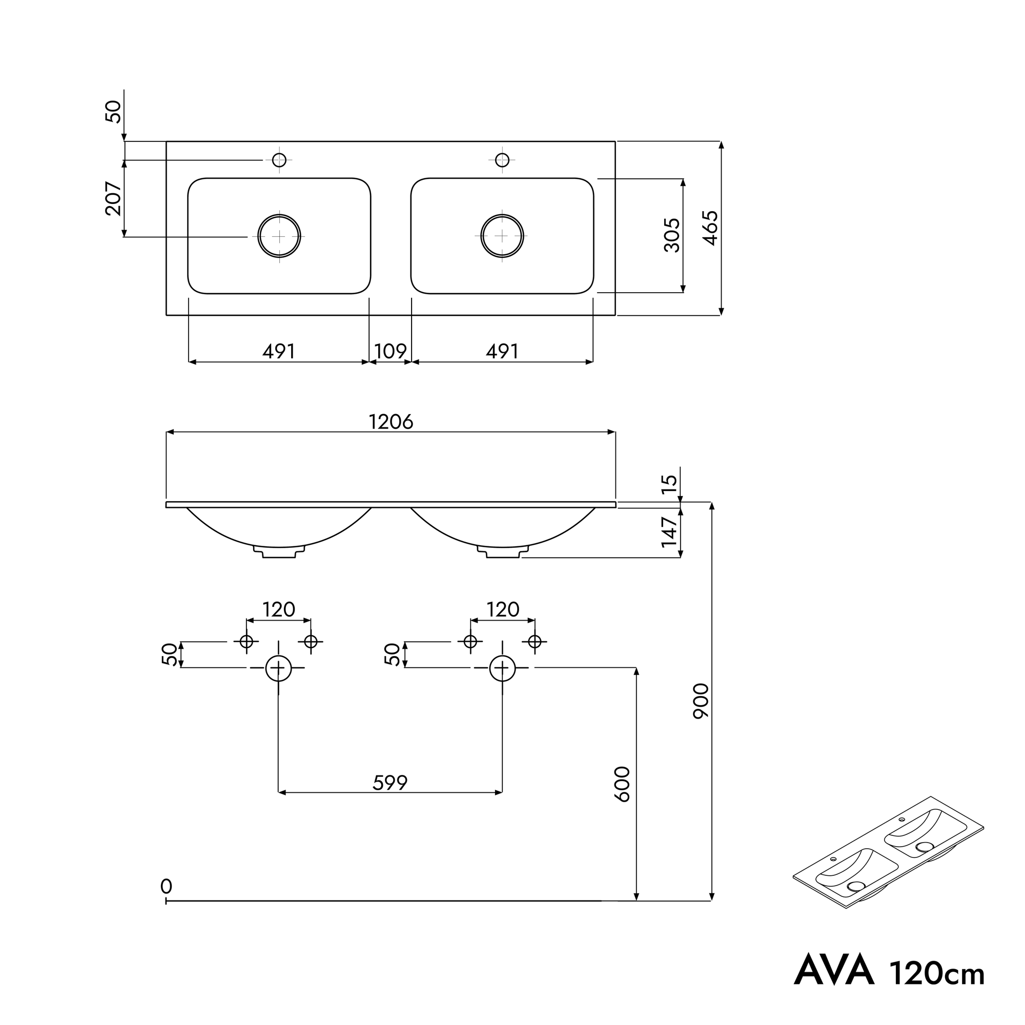 Meuble salle de bain AVA 120 cm