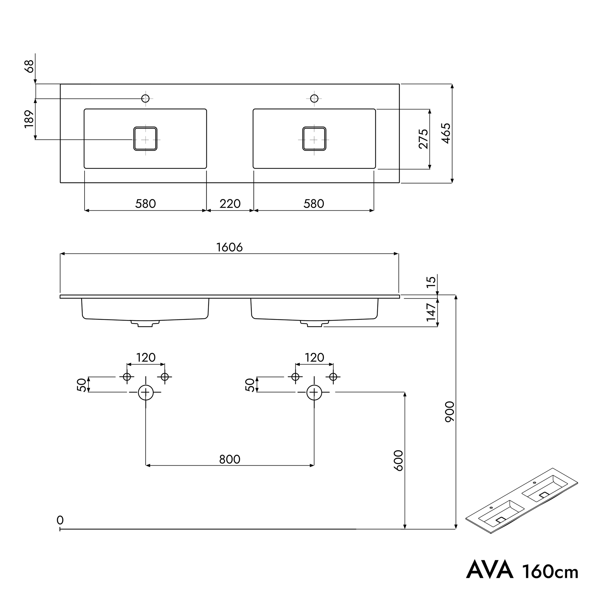 Meuble salle de bain AVA 160 cm