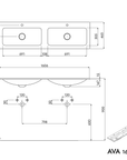 Meuble salle de bain AVA 160 cm - avec vasque en fonte minérale CREAM - couleur au choix