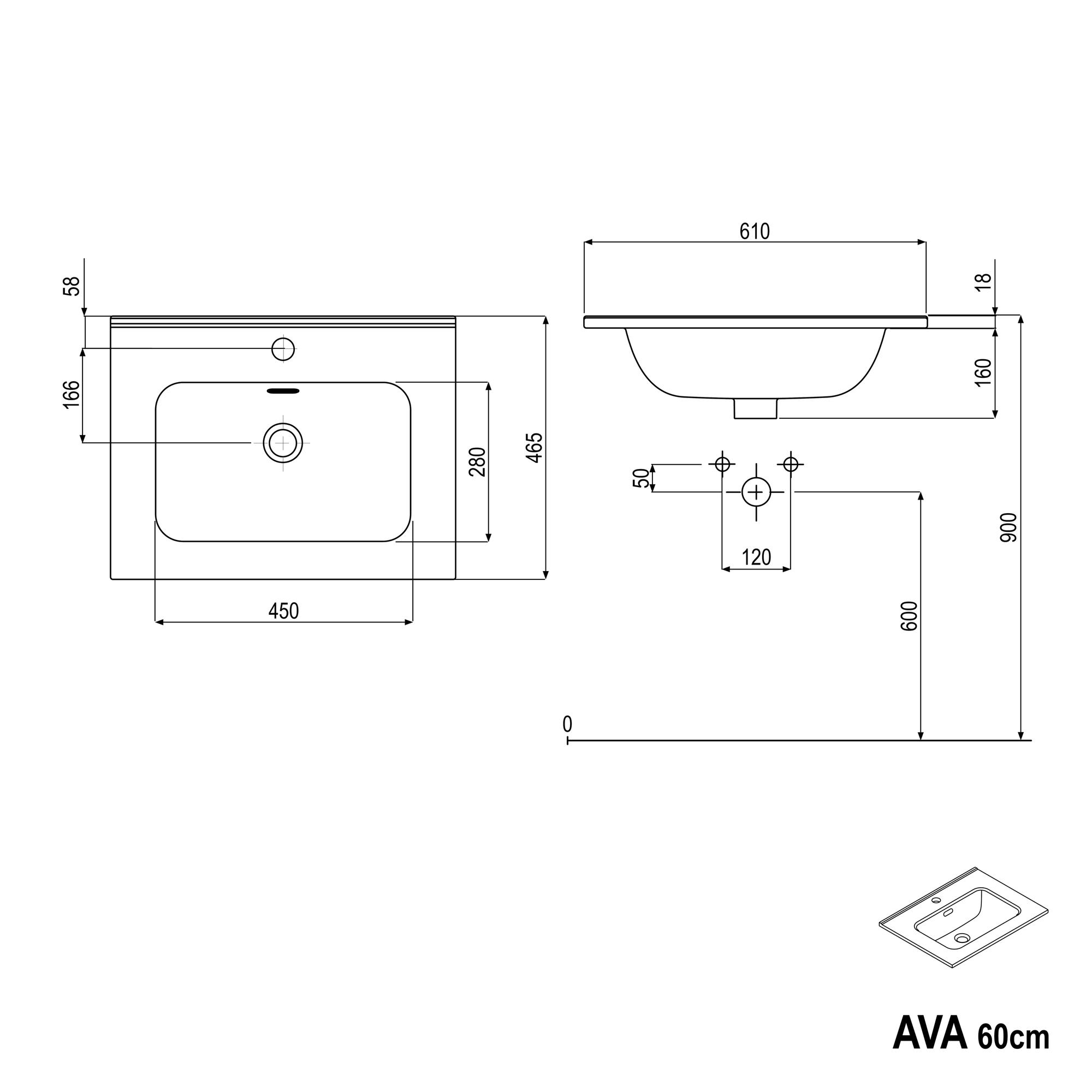 Meuble salle de bain AVA 60cm