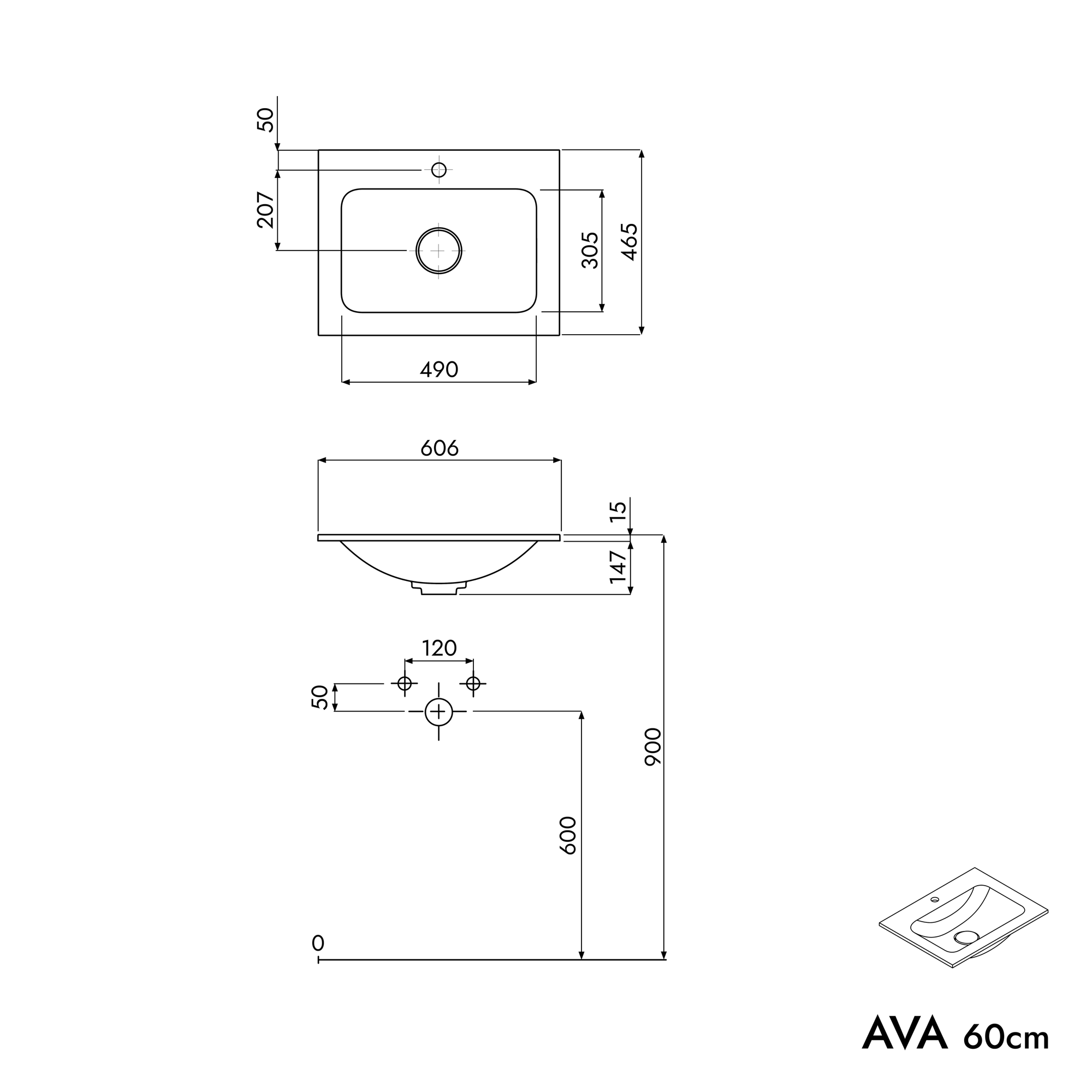 Meuble salle de bain AVA 60 cm