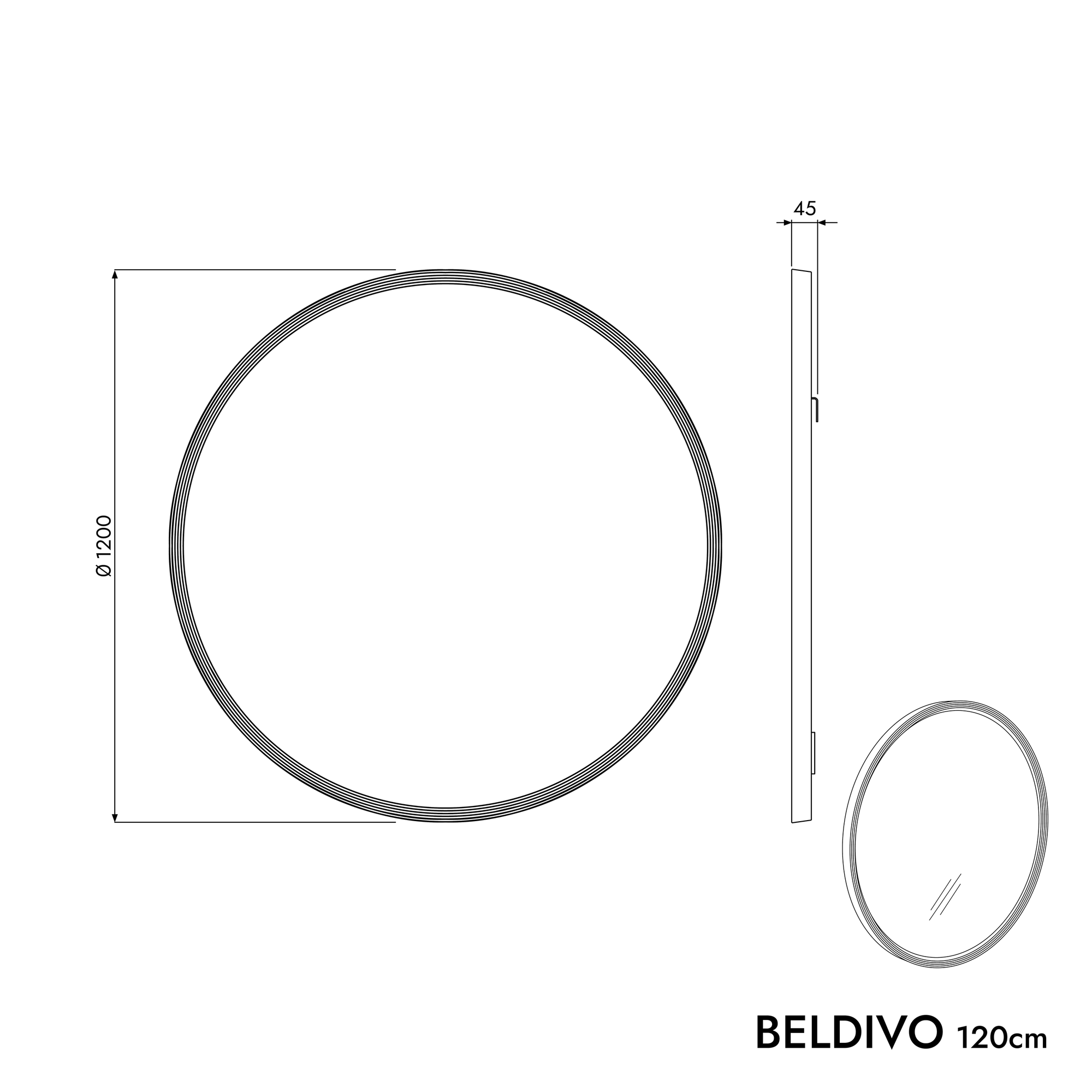 Miroir salle de bain LED BELDIVO rond - 120 cm