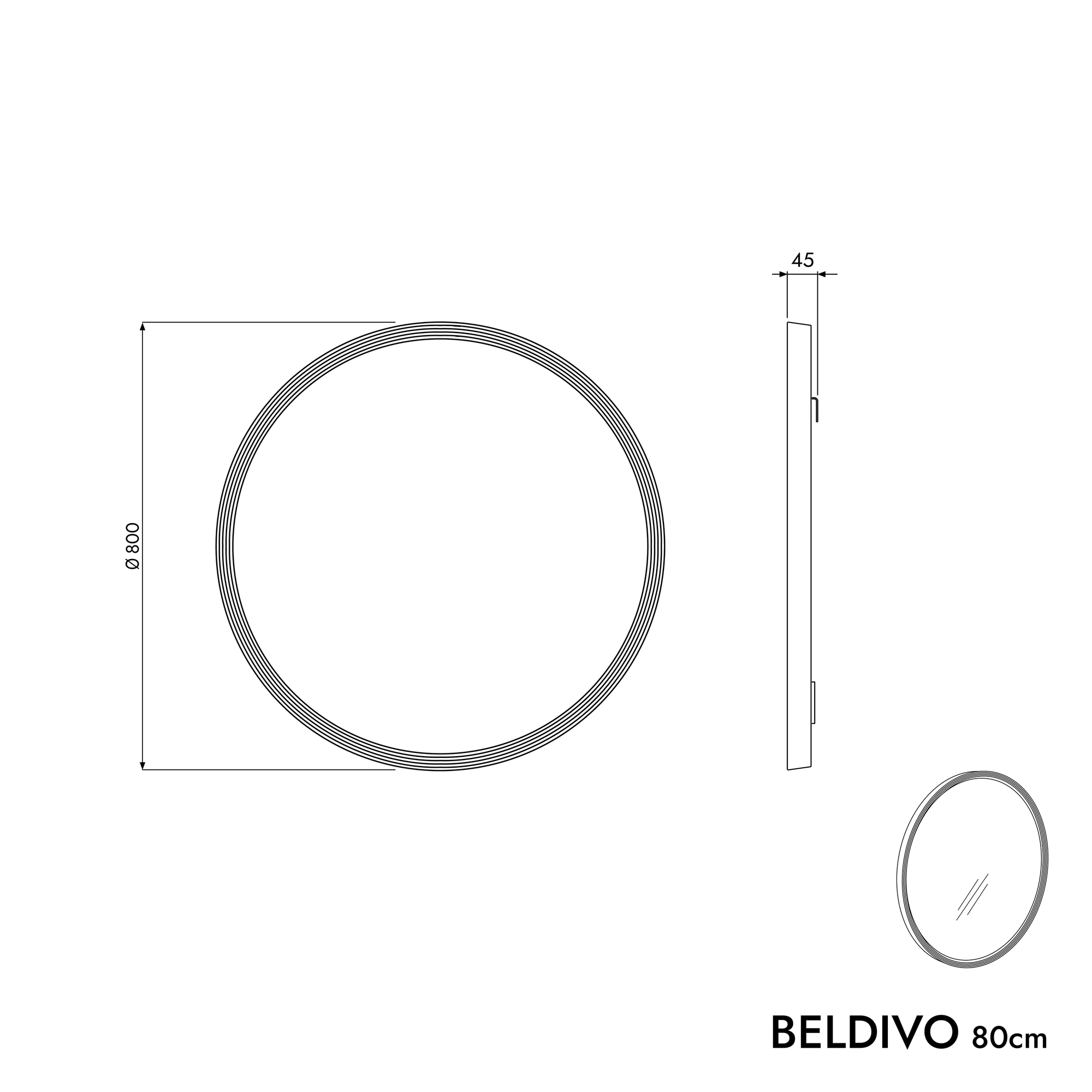 Ensemble meubles salle de bain BELDIVO 80 cm