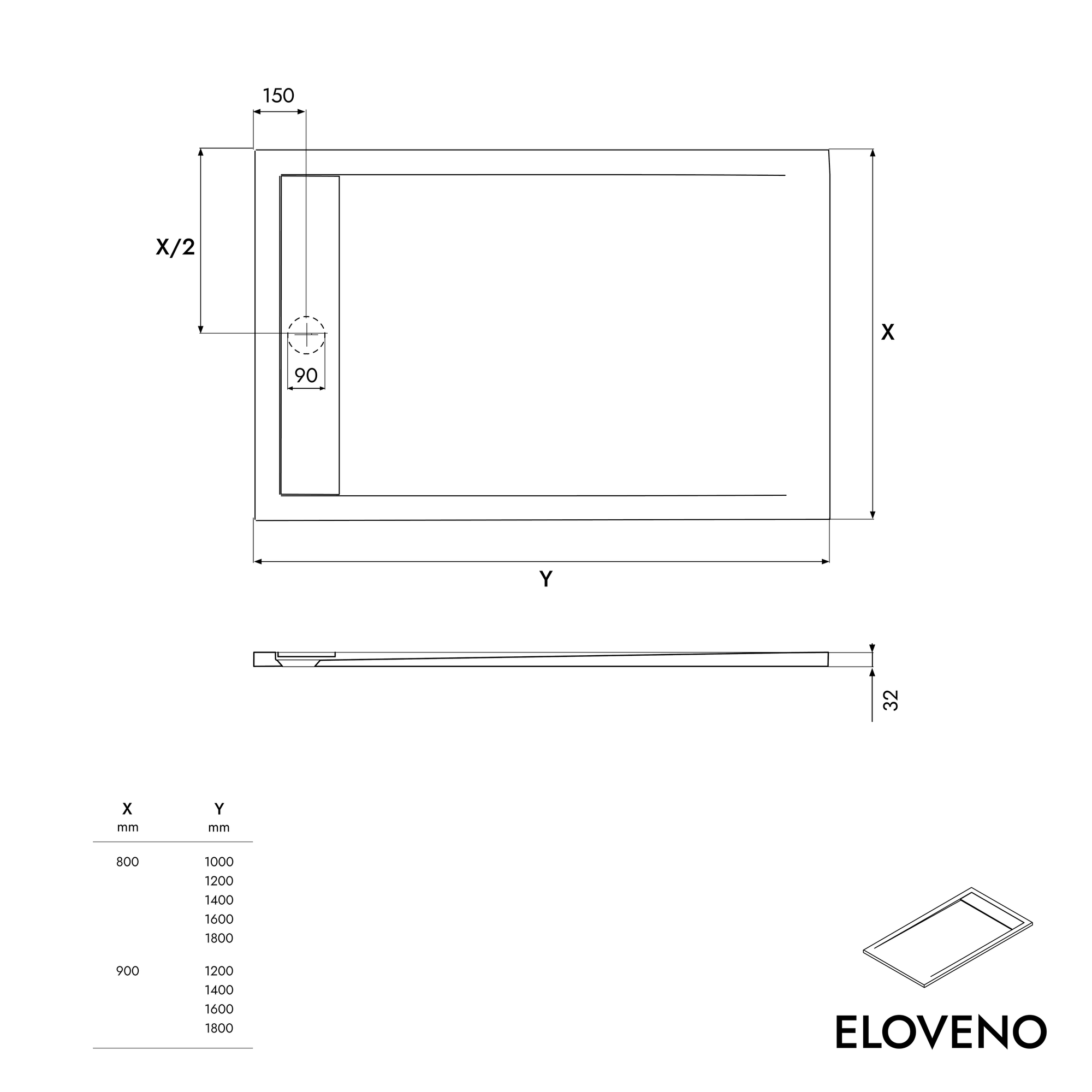 Receveur de douche plat Duravit Eloveno