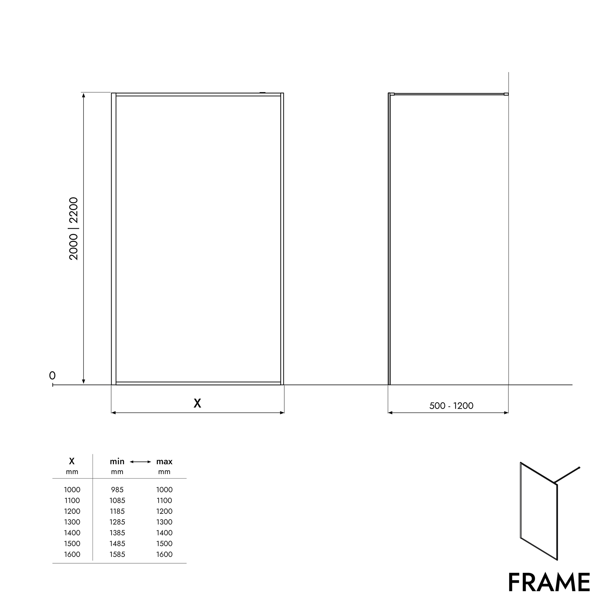 Paroi de douche à l'italienne FRAME
