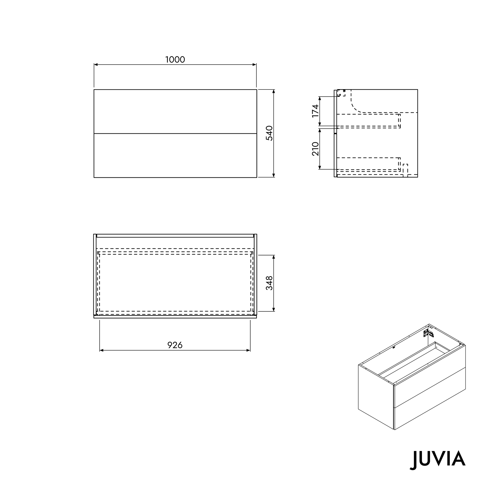 Meuble sous-lavabo JUVIA Classic 2 - de 100 cm à 160 cm