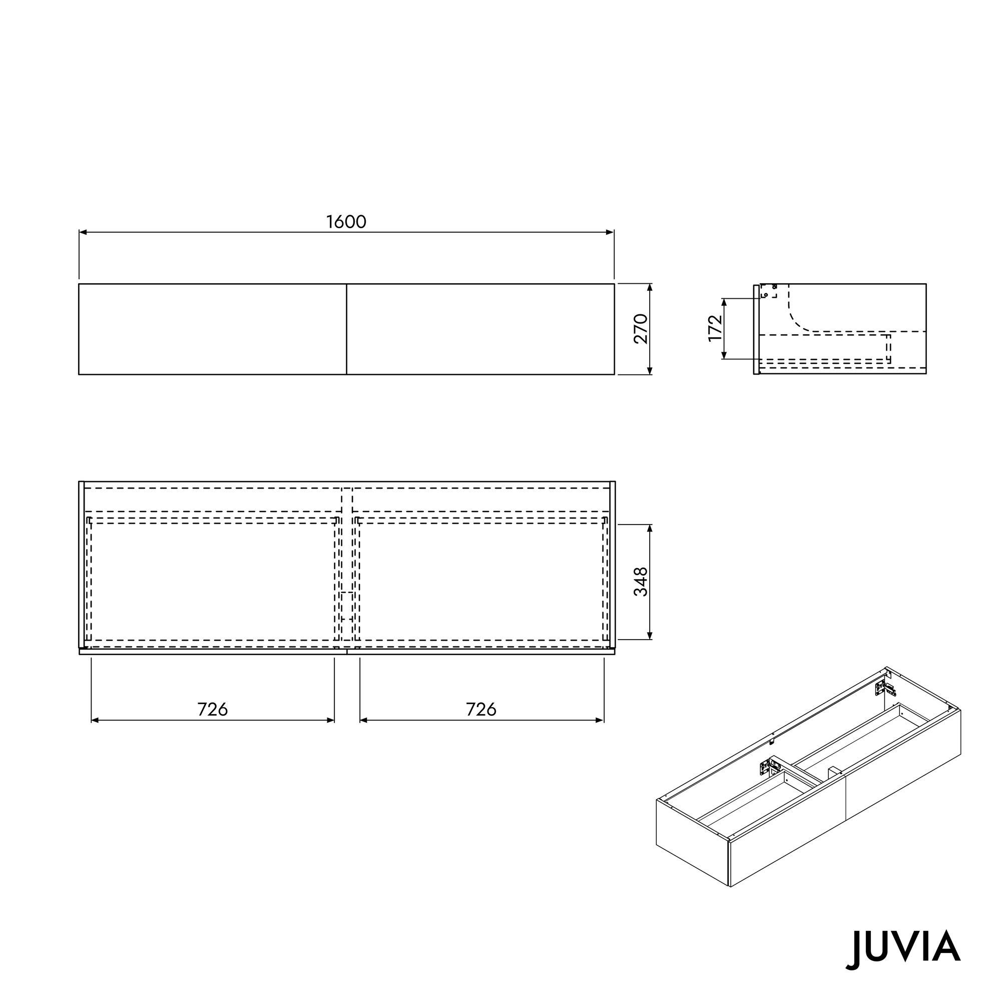 Meuble sous-lavabo JUVIA Classic 1 - de 100 cm à 160 cm