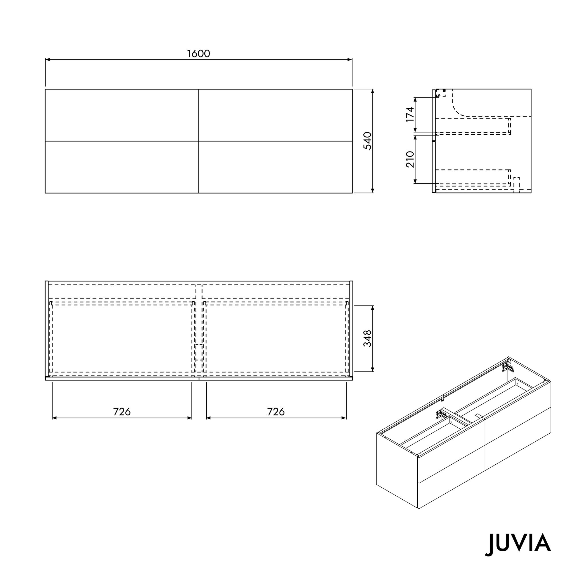 Meuble sous-lavabo JUVIA Classic 2 - de 100 cm à 160 cm