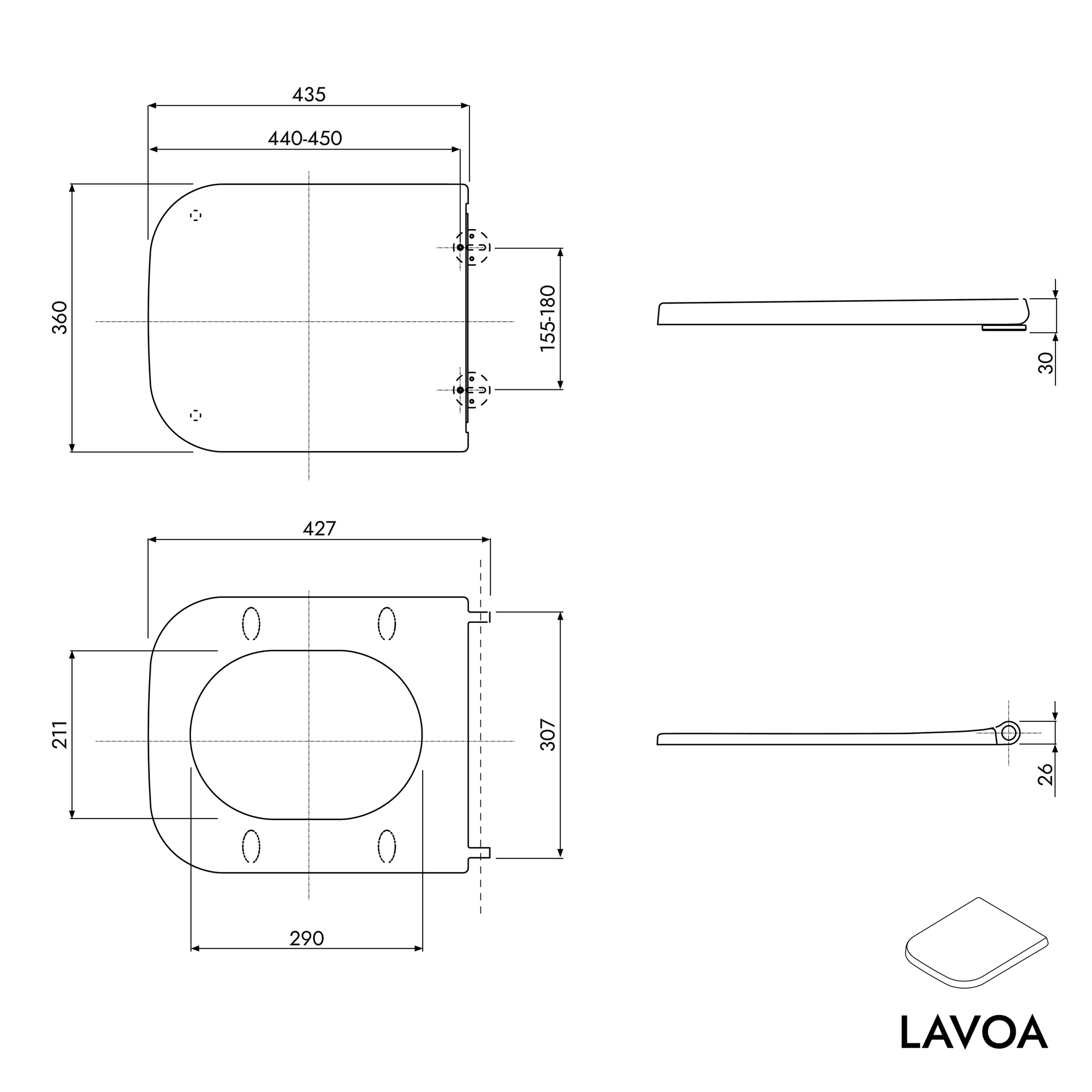 WC suspendu sans rebord LAVOA