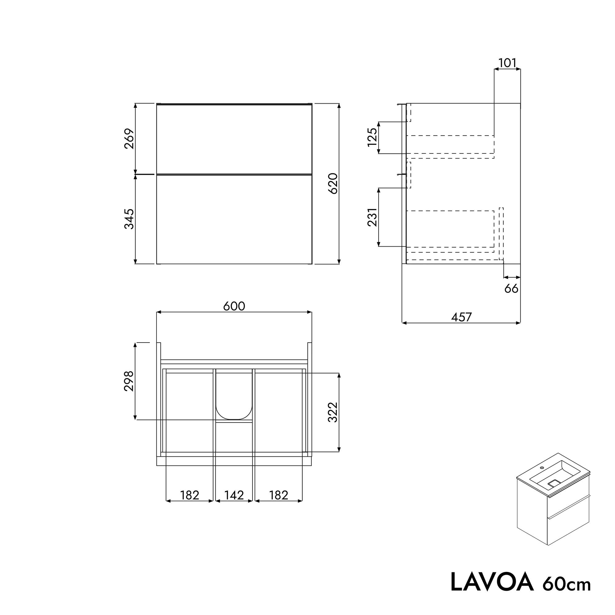 Meuble salle de bain LAVOA 60 cm